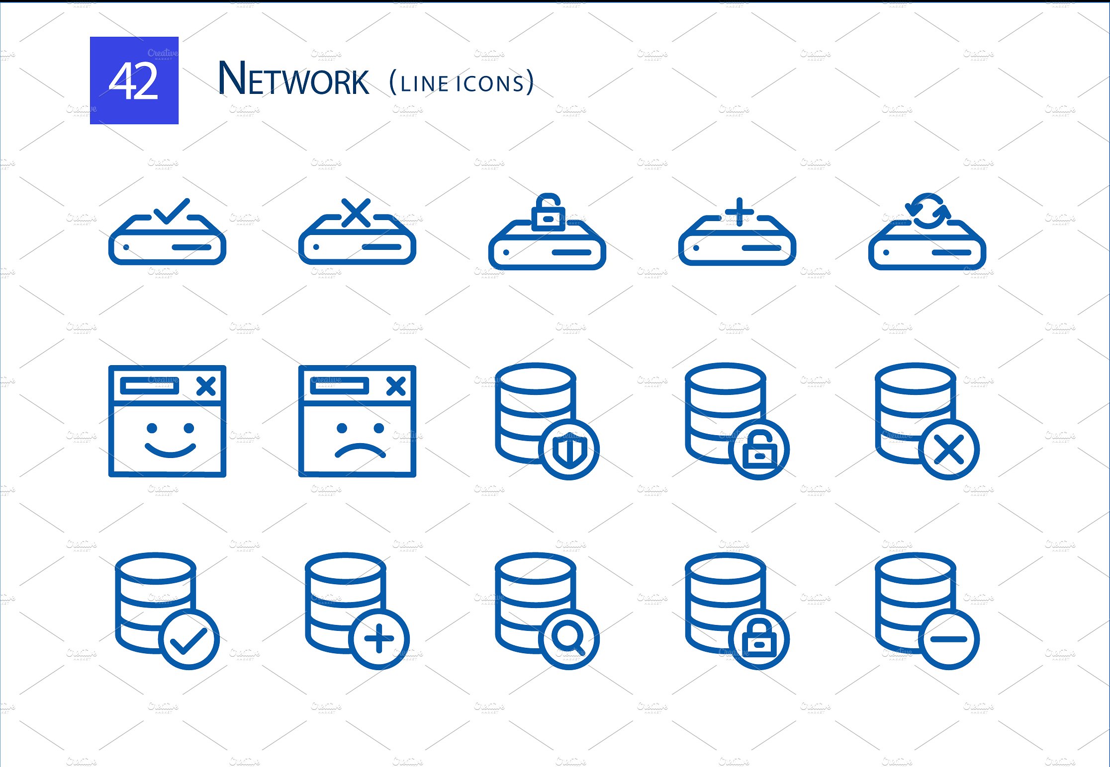 42 Network Line Icons