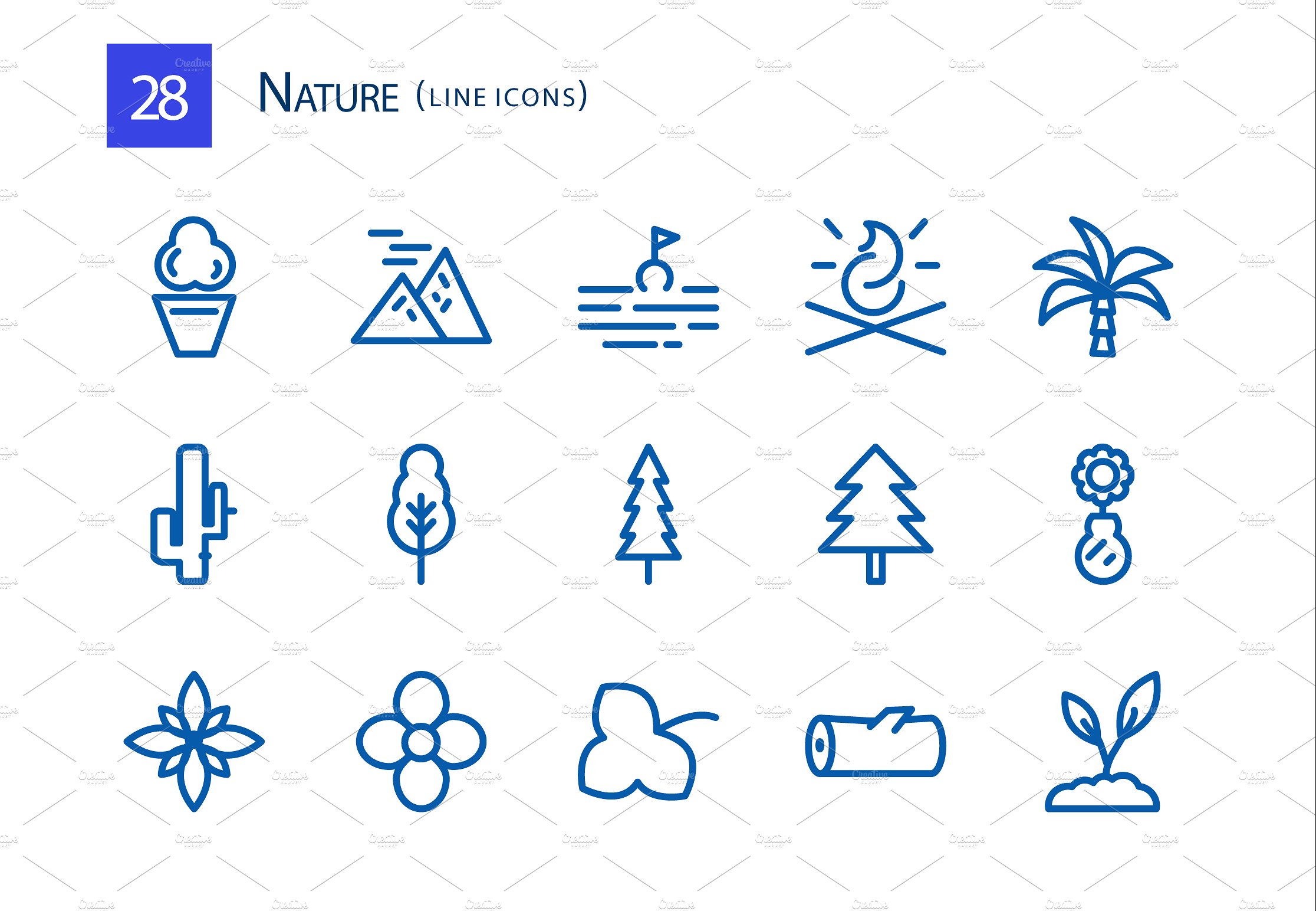 28 Nature Line Icons