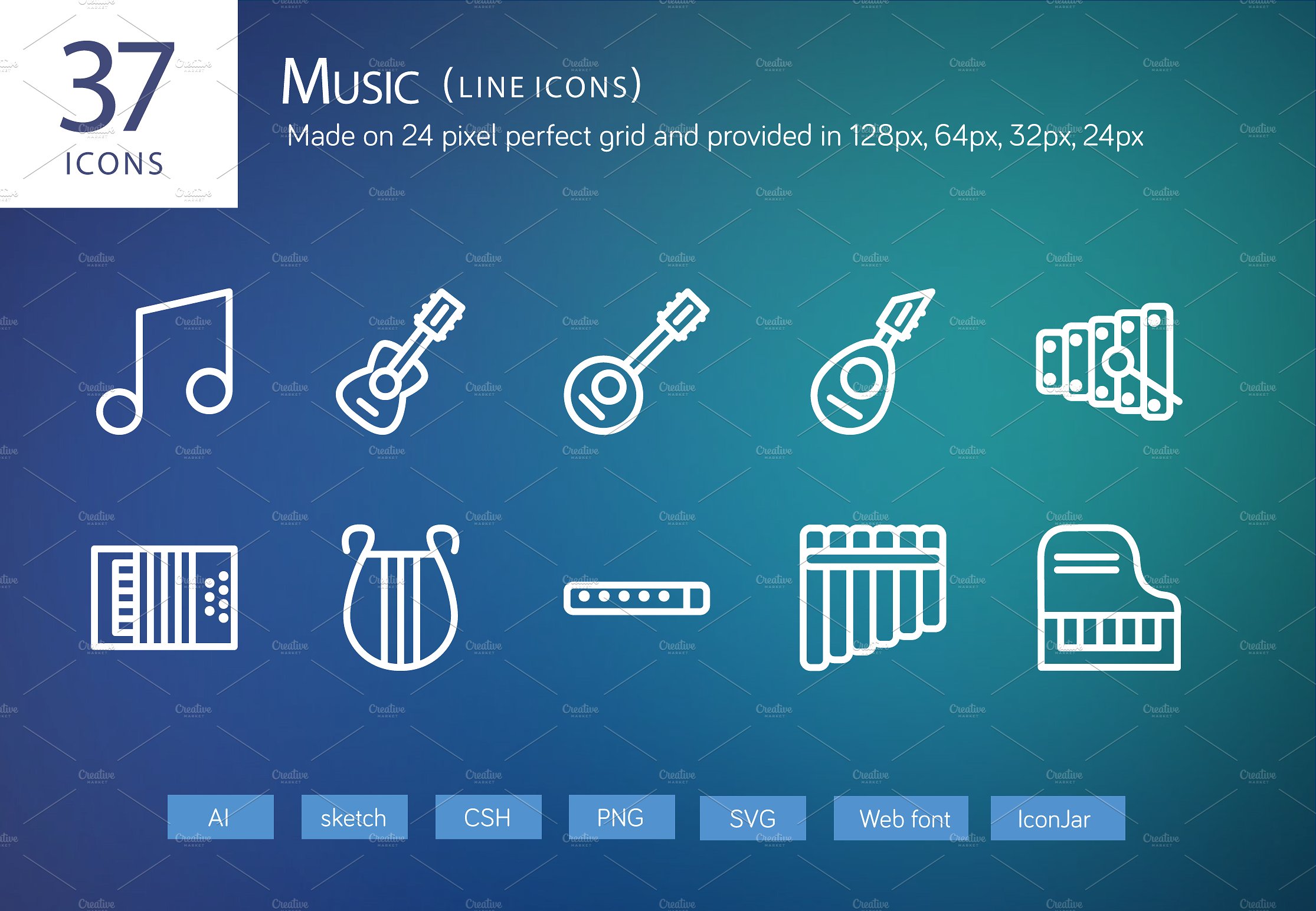 37 Music Line Icons