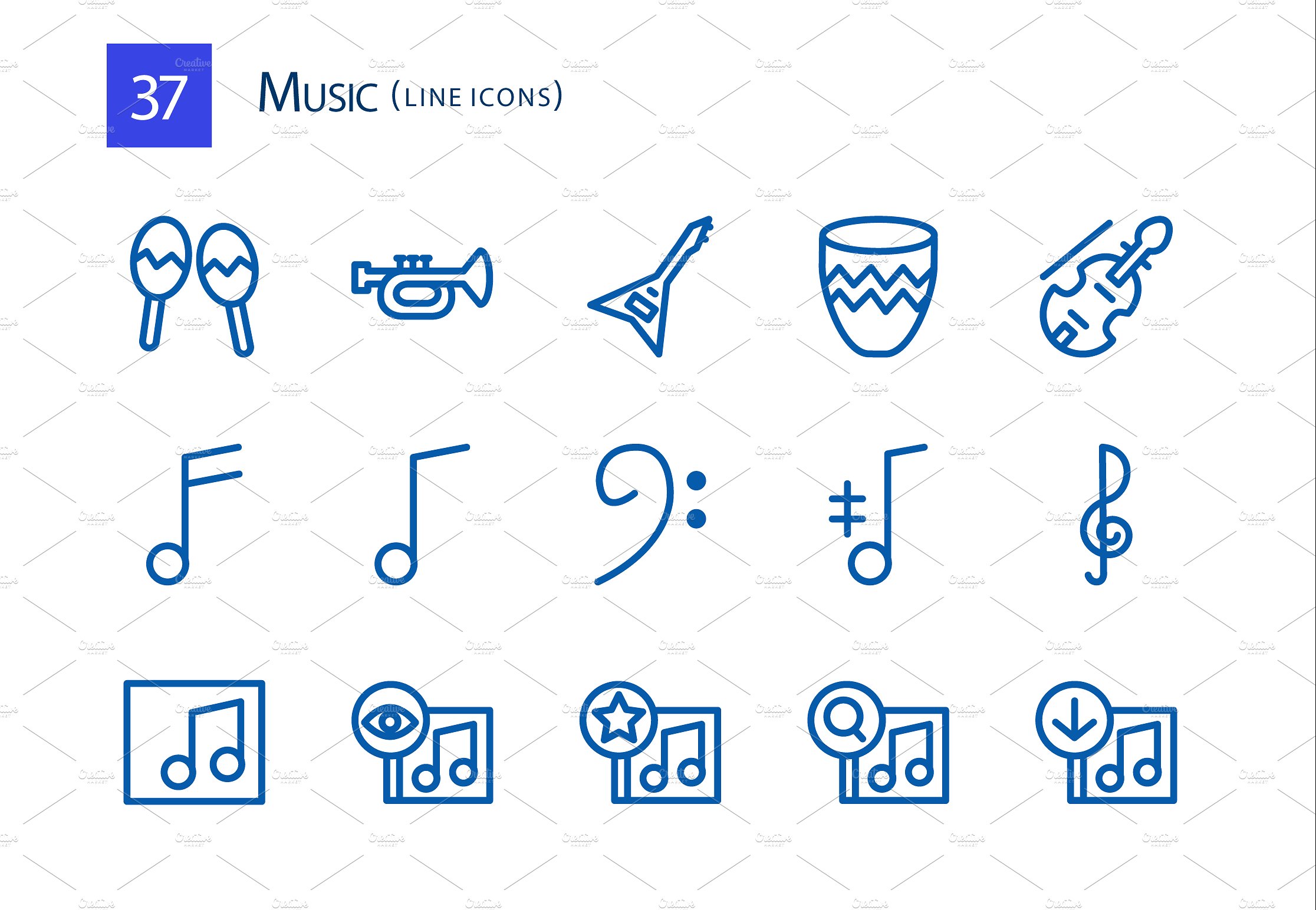 37 Music Line Icons