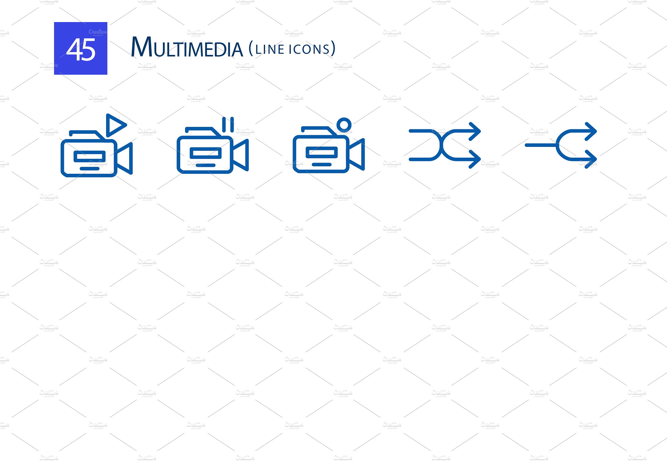 45 Multimedia Line Icons