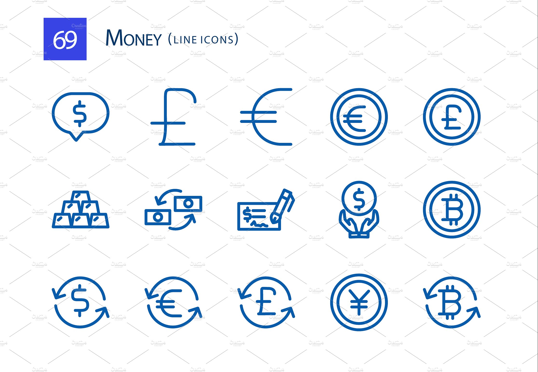 69 Money Line Icons