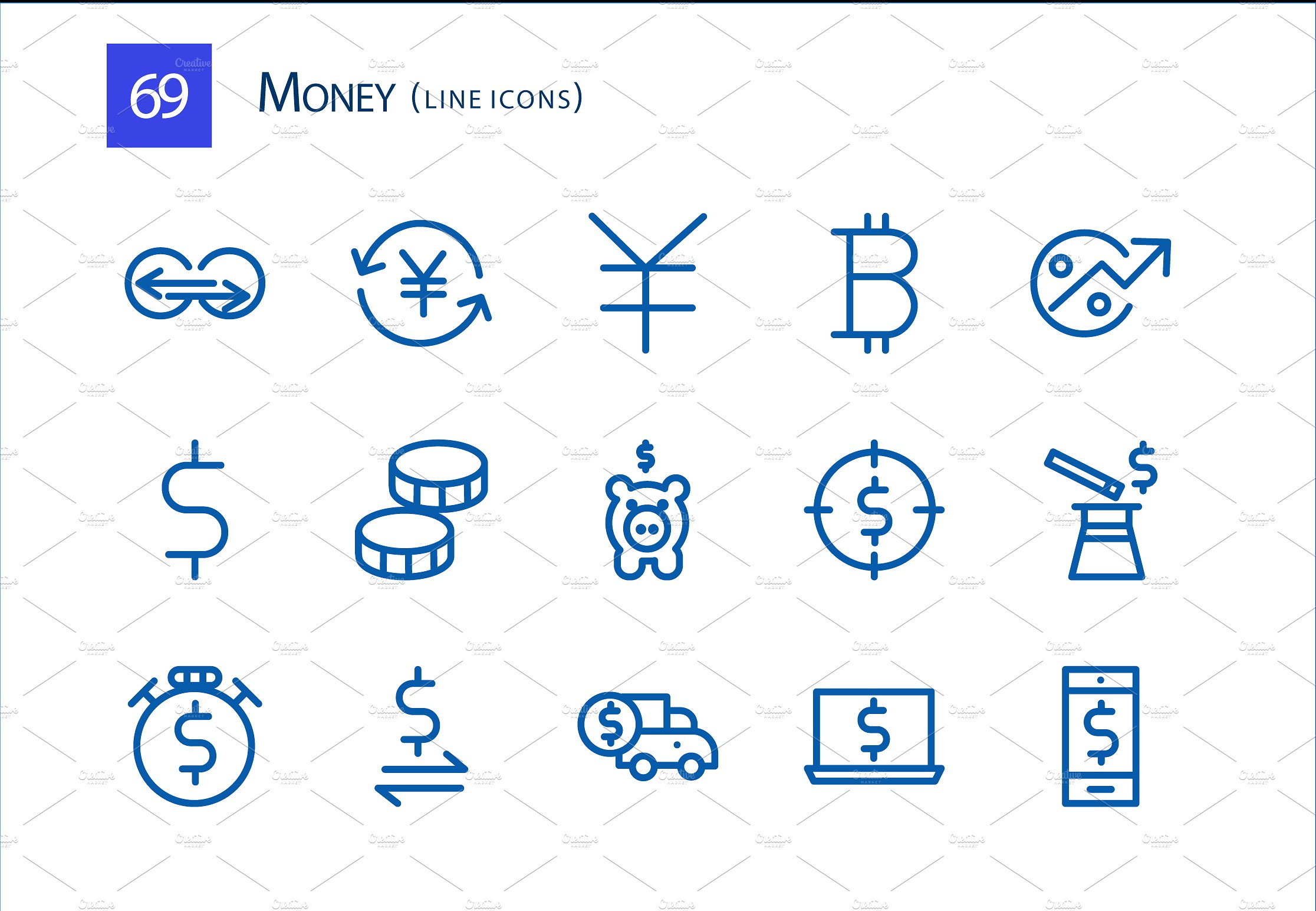 69 Money Line Icons