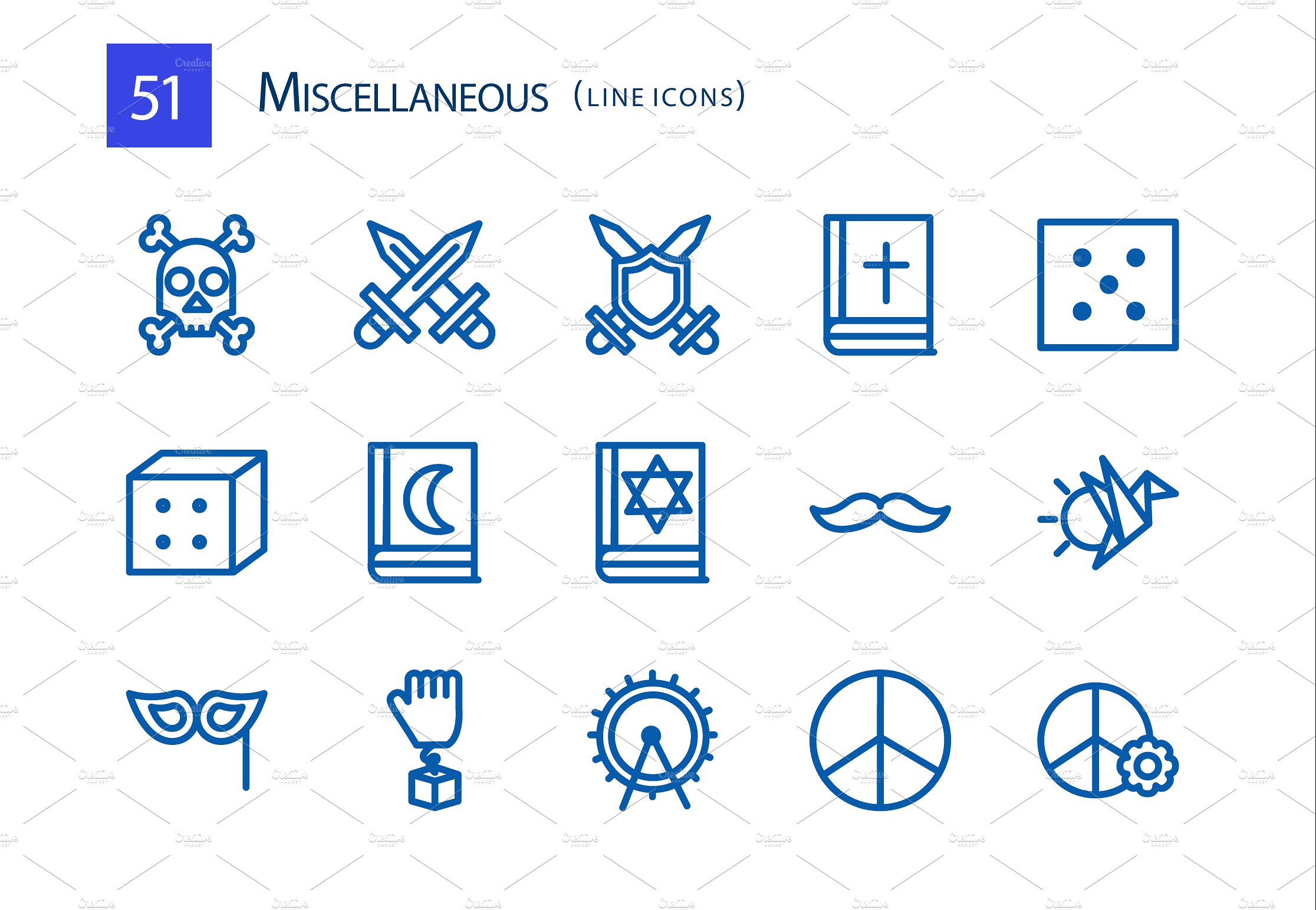 51 Miscellaneous Line Icons