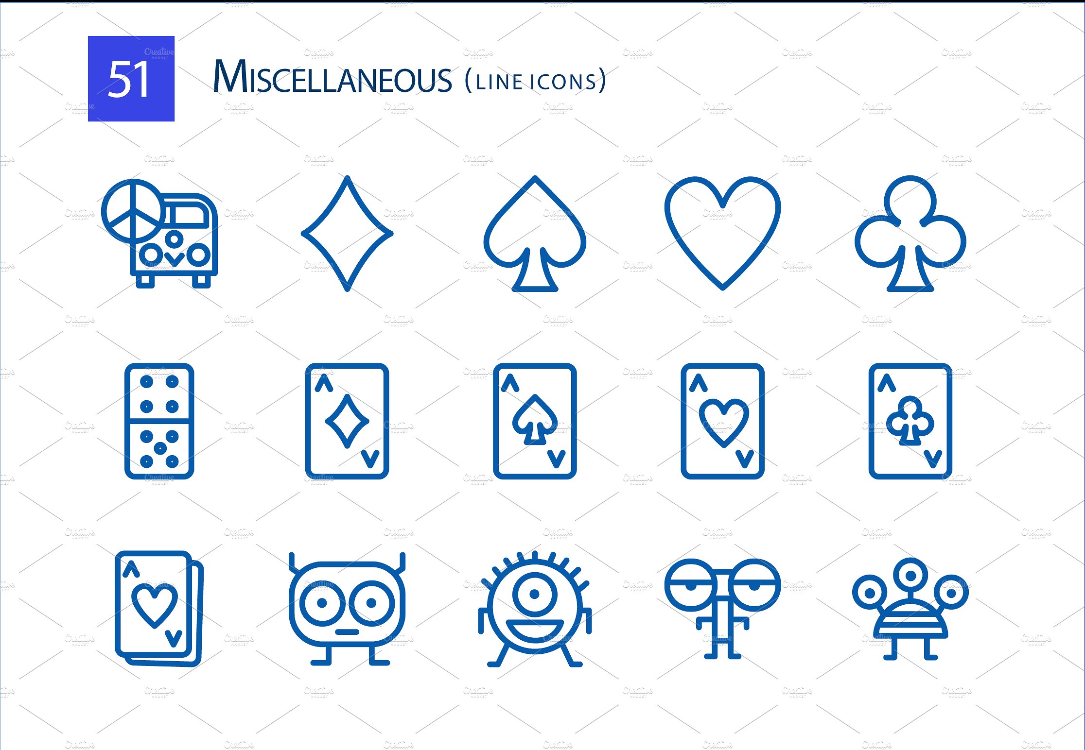 51 Miscellaneous Line Icons