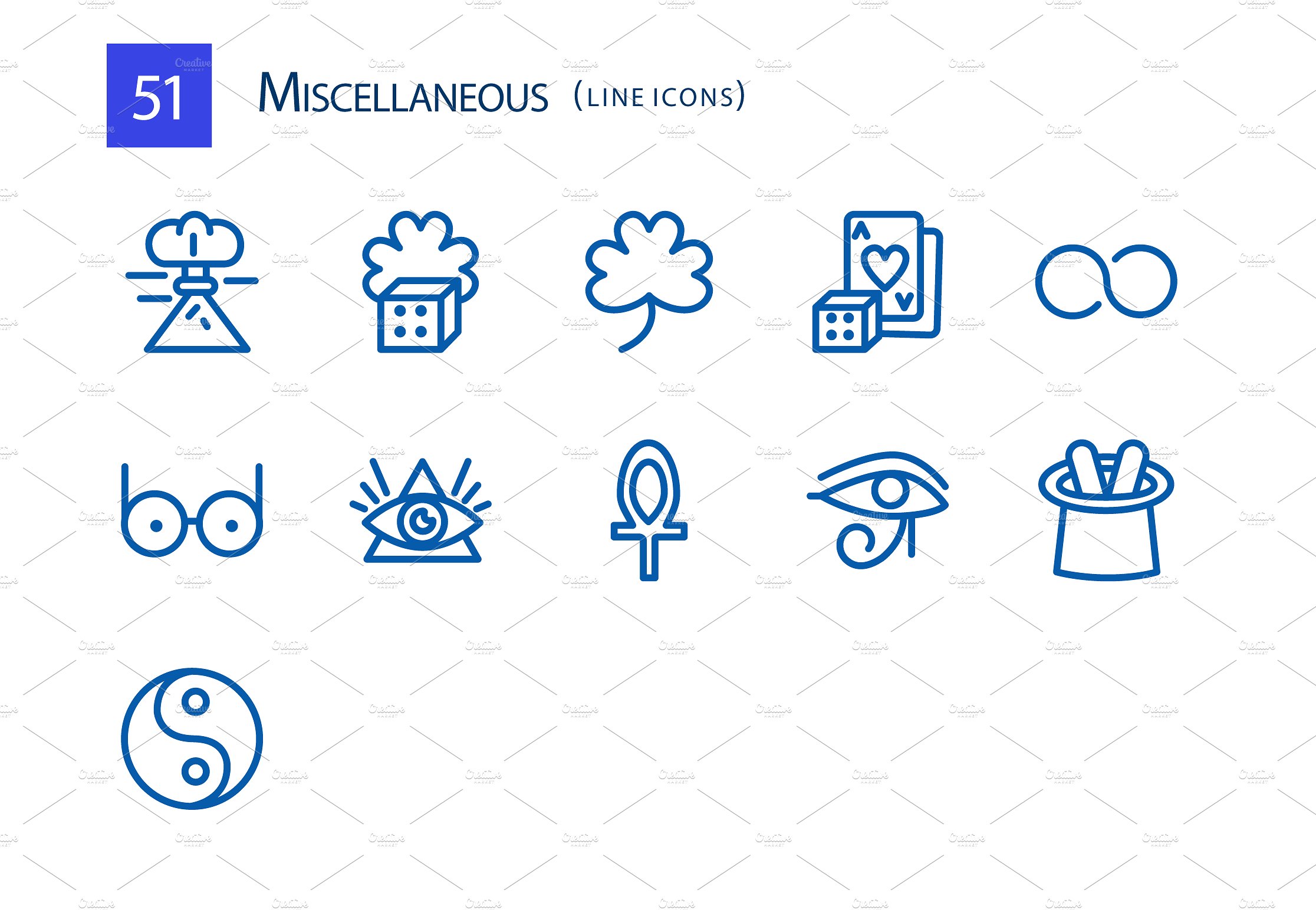 51 Miscellaneous Line Icons