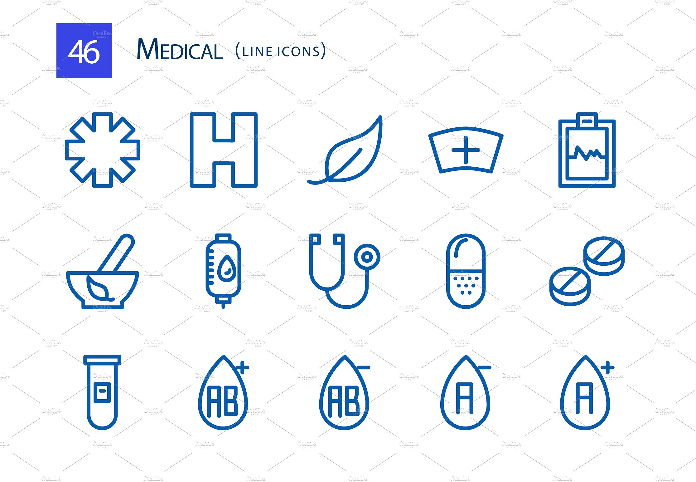 46 Medical Line Icons