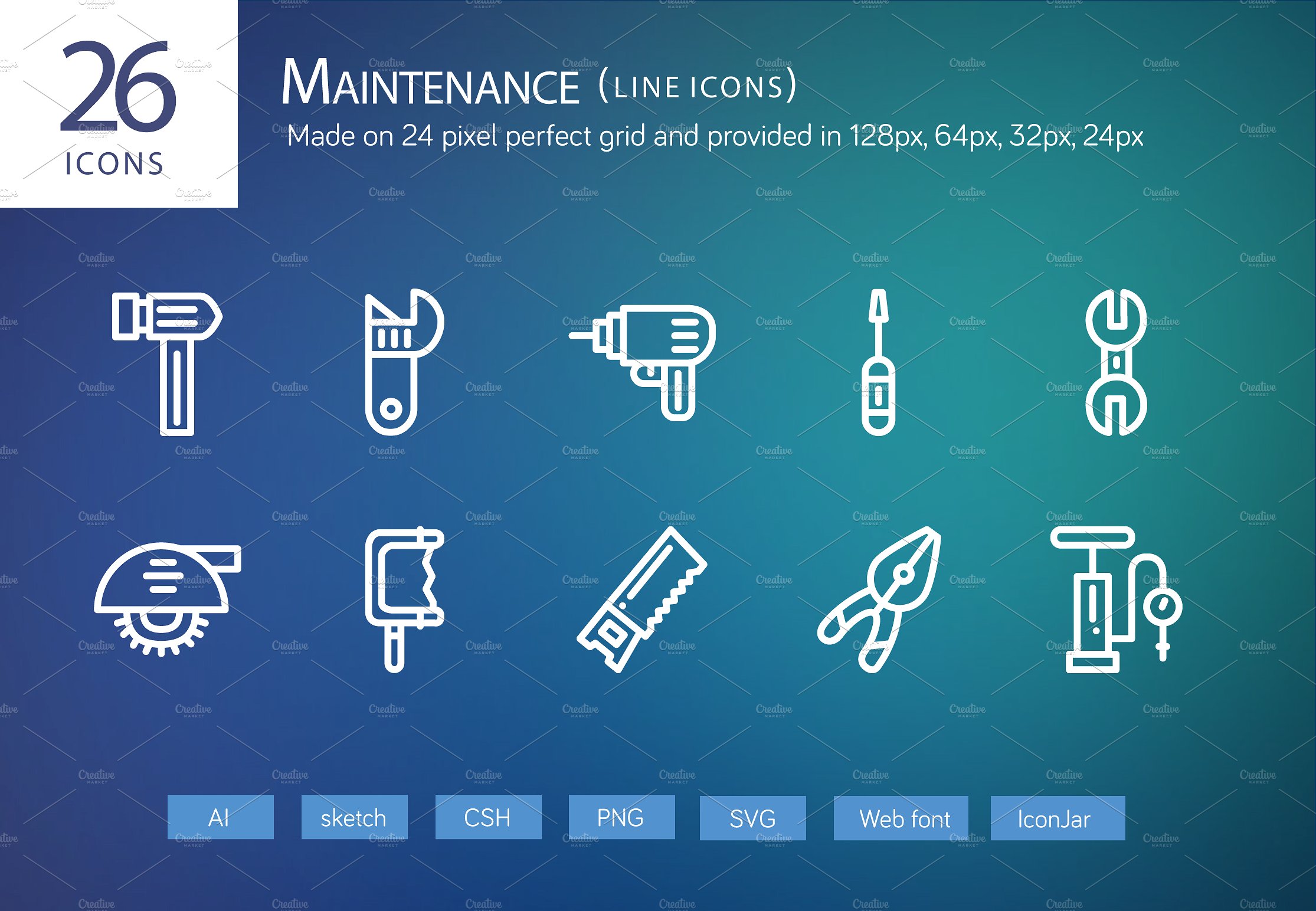 26 Maintenance Line Icons