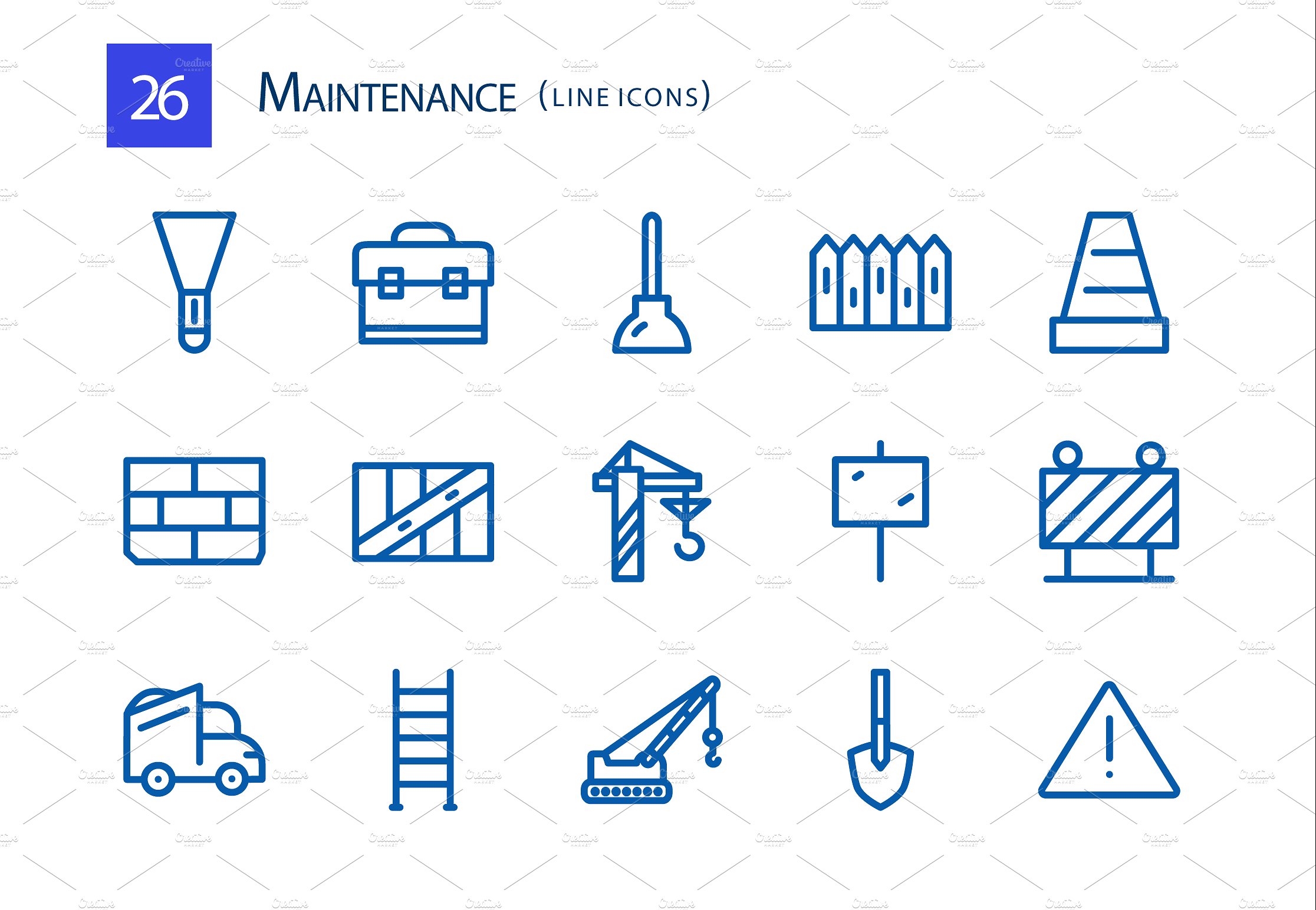 26 Maintenance Line Icons