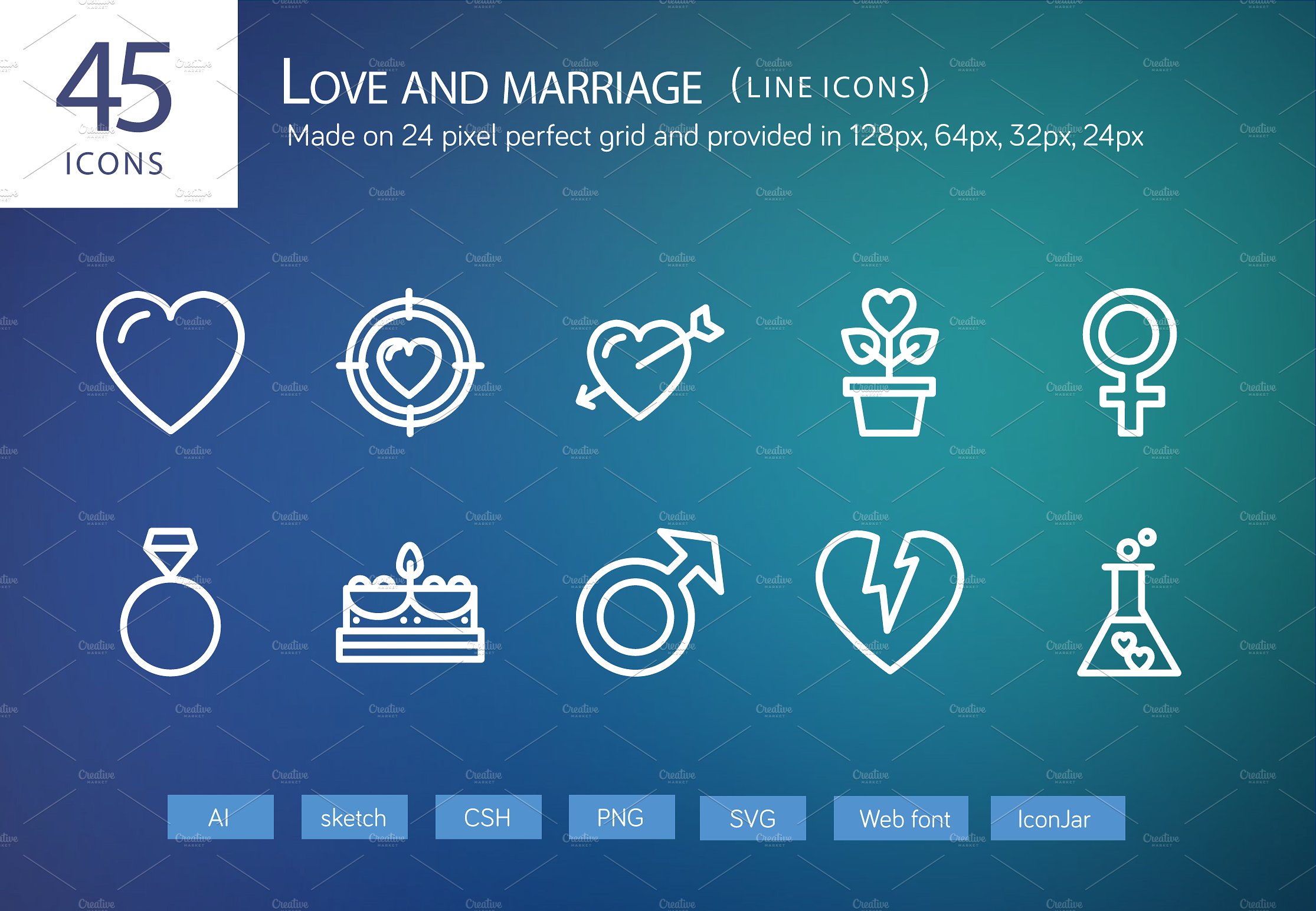 45 Love and Marriage Line Icon