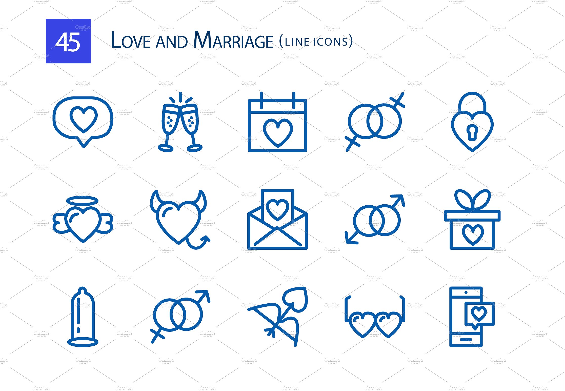 45 Love and Marriage Line Icon