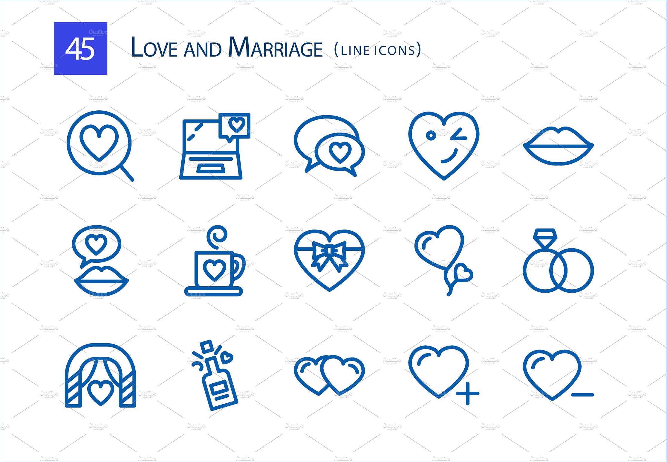 45 Love and Marriage Line Icon