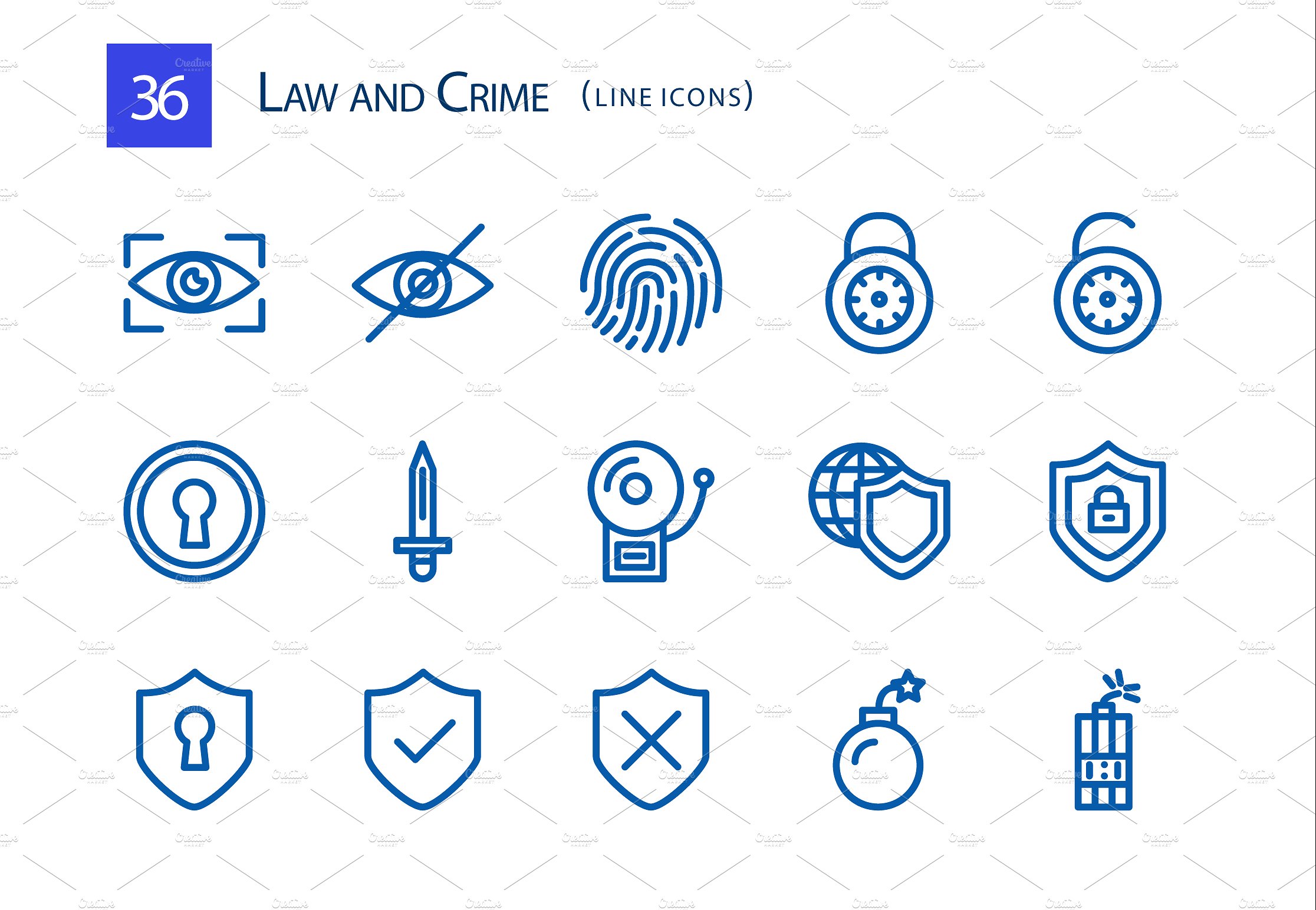 36 Law and Crime Line Icons