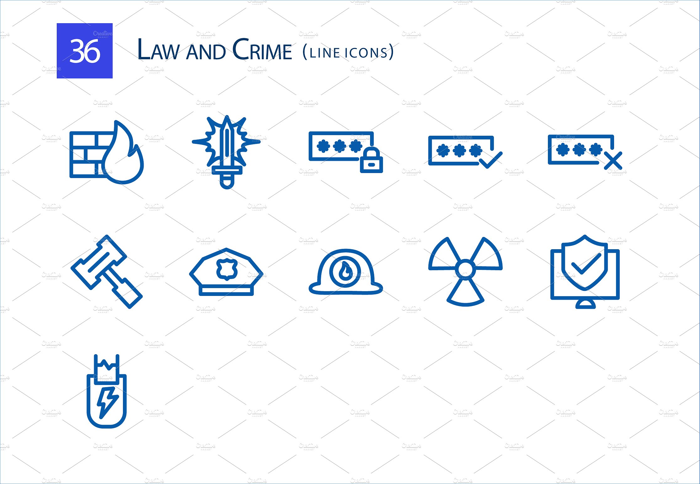 36 Law and Crime Line Icons