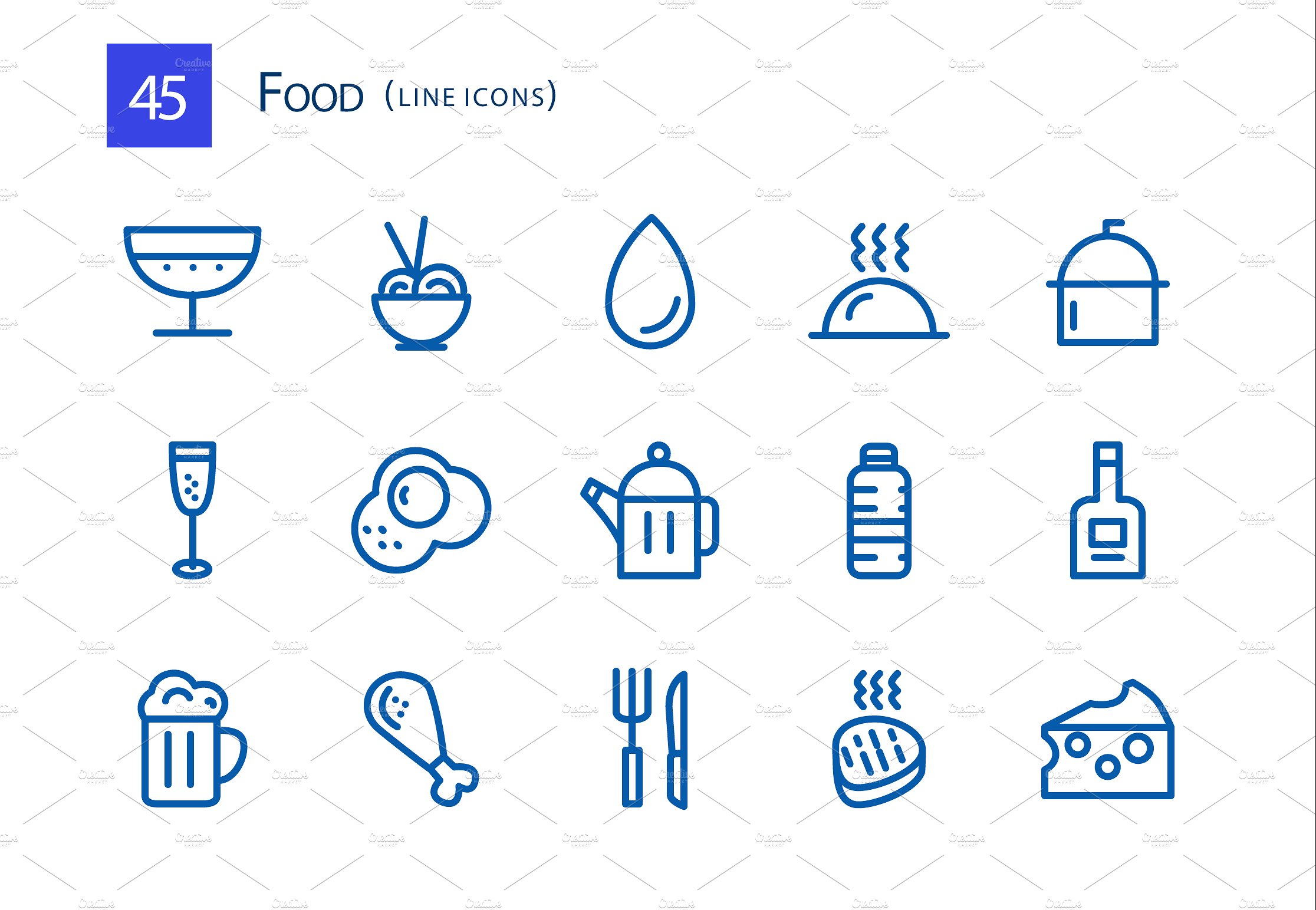 45 Food Line Icons