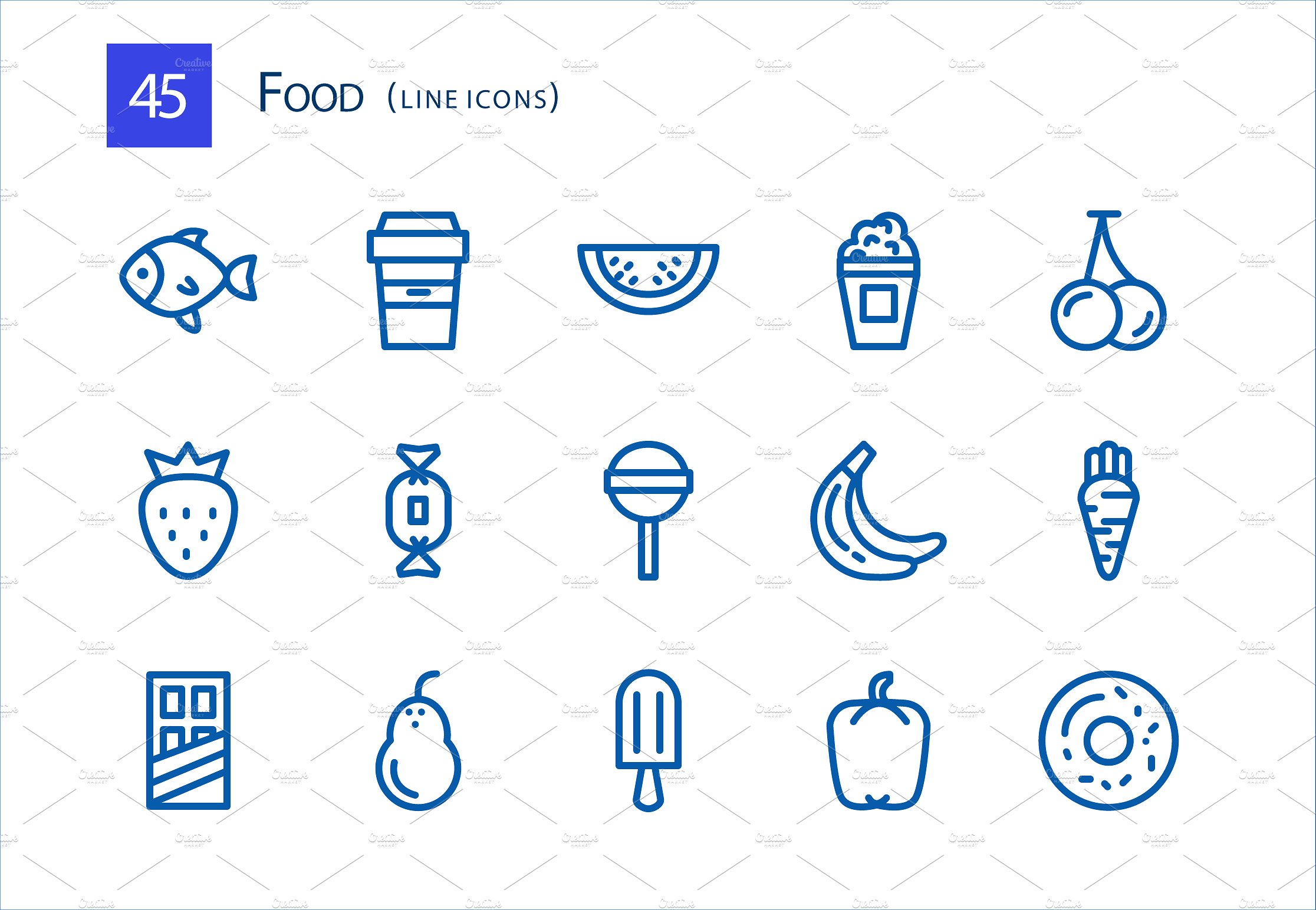 45 Food Line Icons