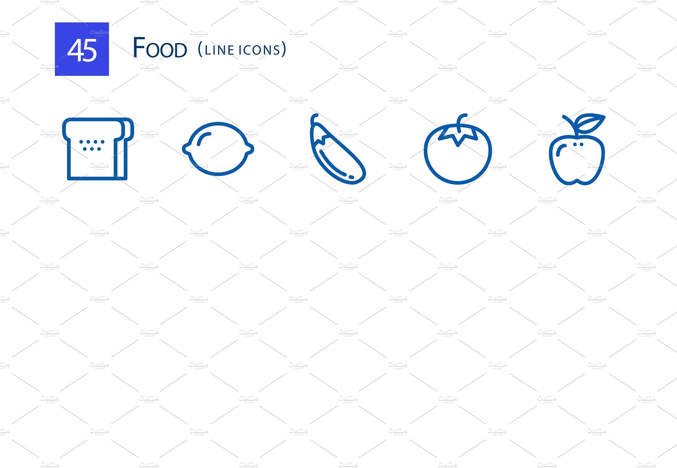 45 Food Line Icons