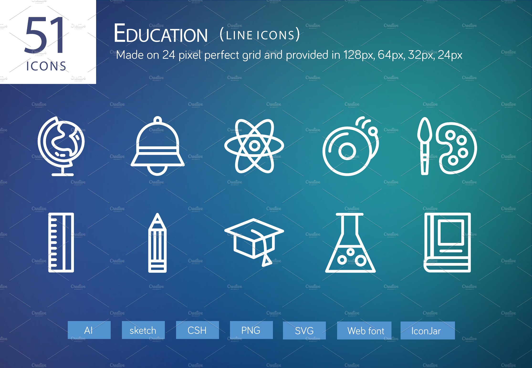 51 Education Line Icons