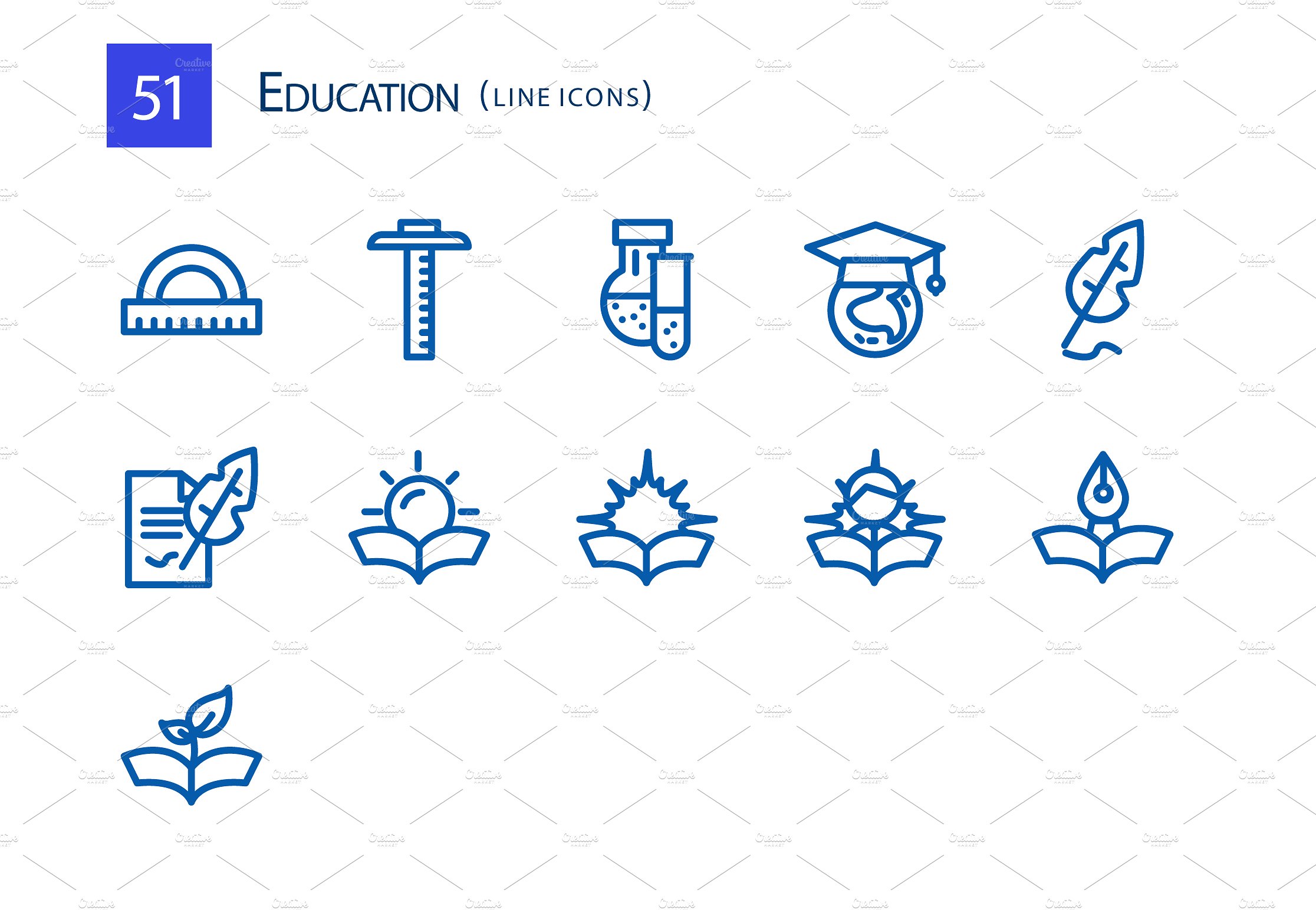 51 Education Line Icons