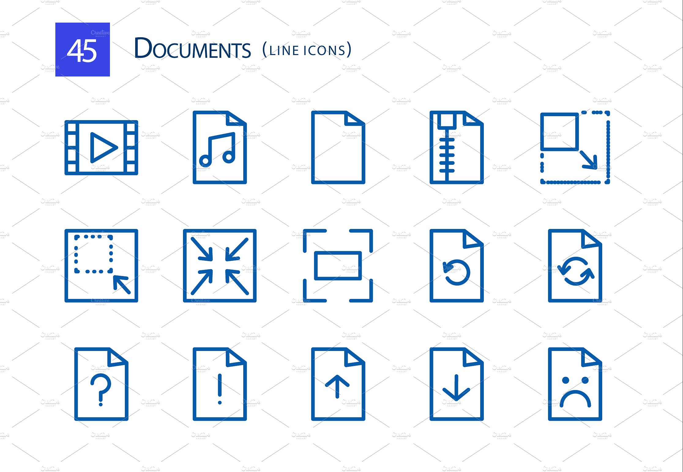 45 Documents Line Icons