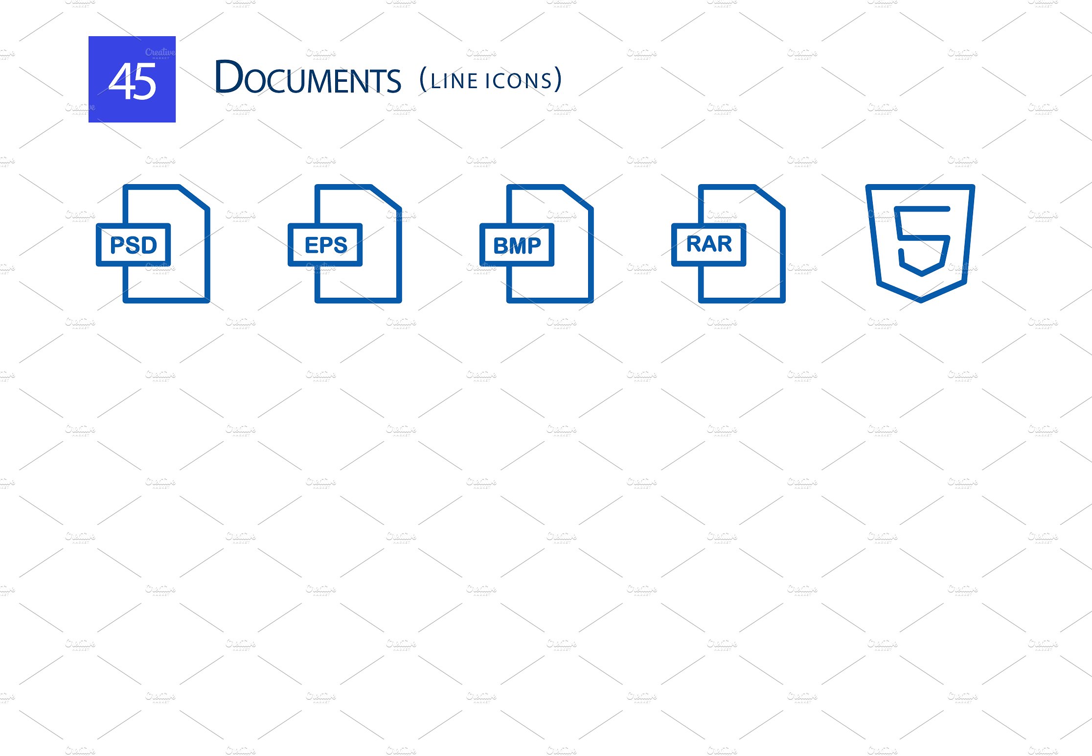 45 Documents Line Icons