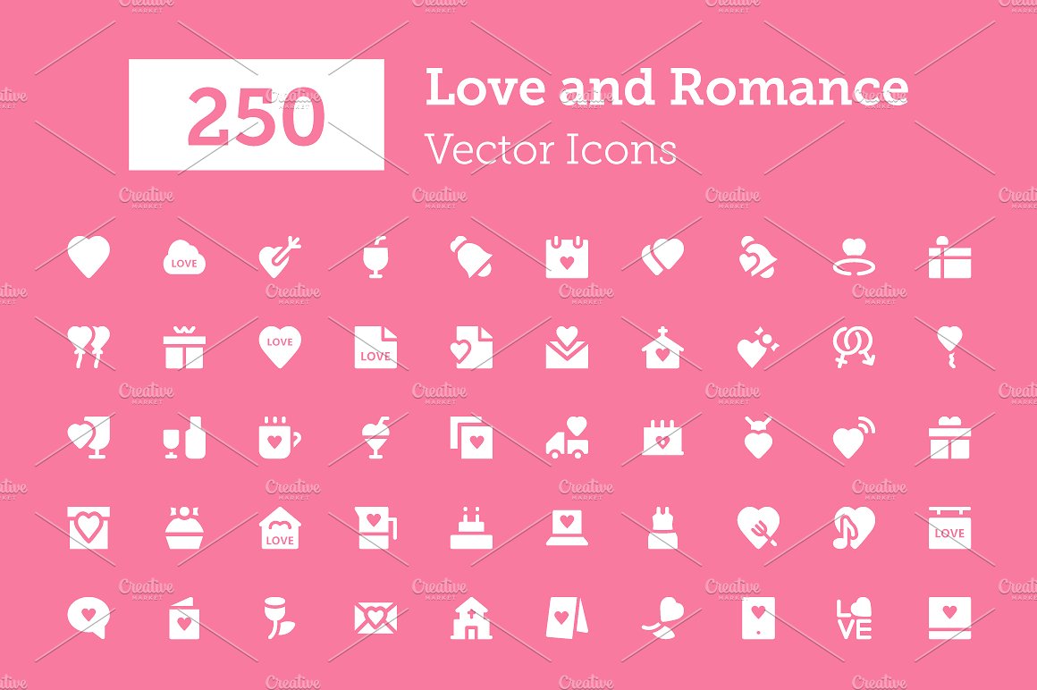 250 Love and Romance Vector Ic