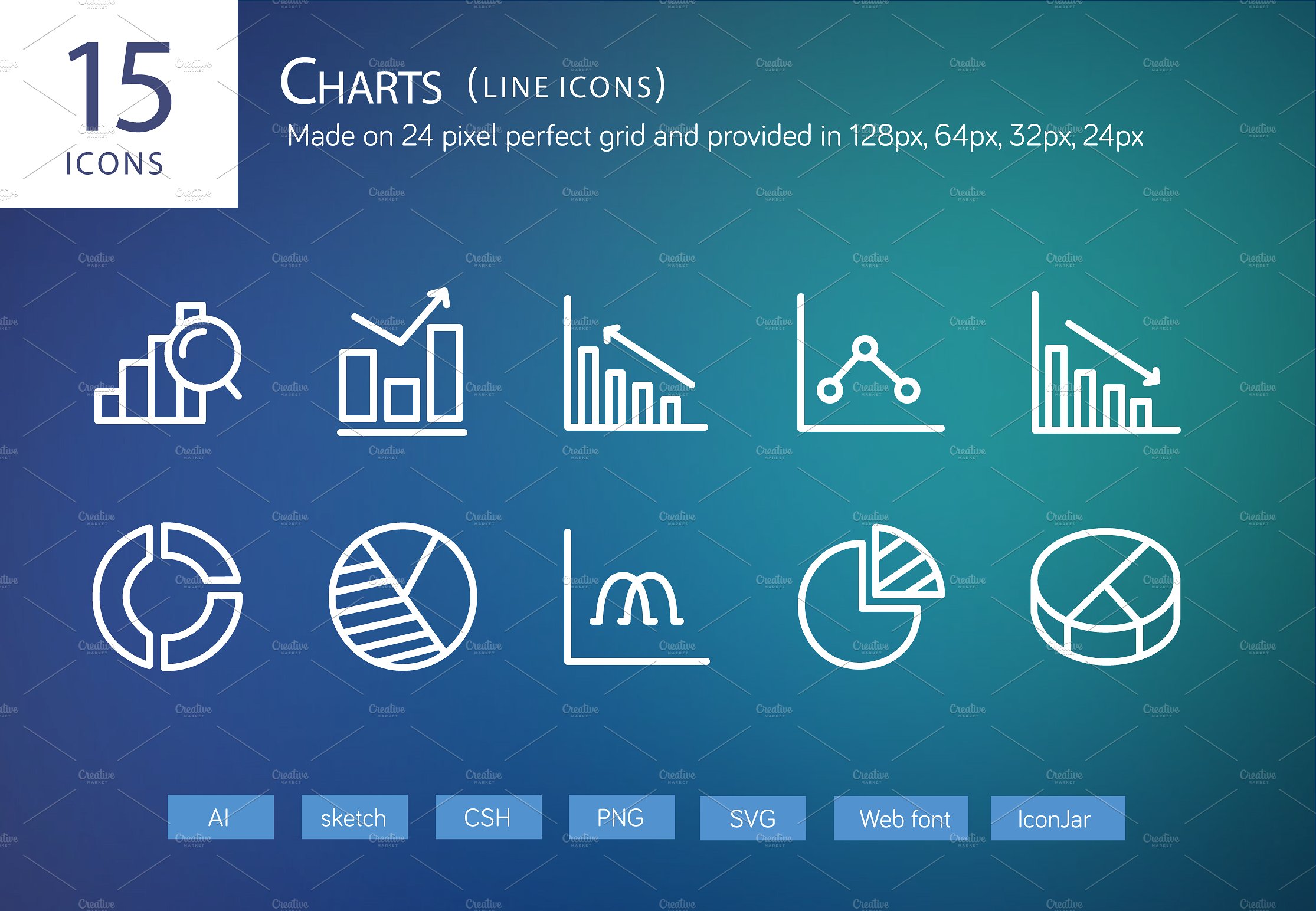 15 Charts Line Icons