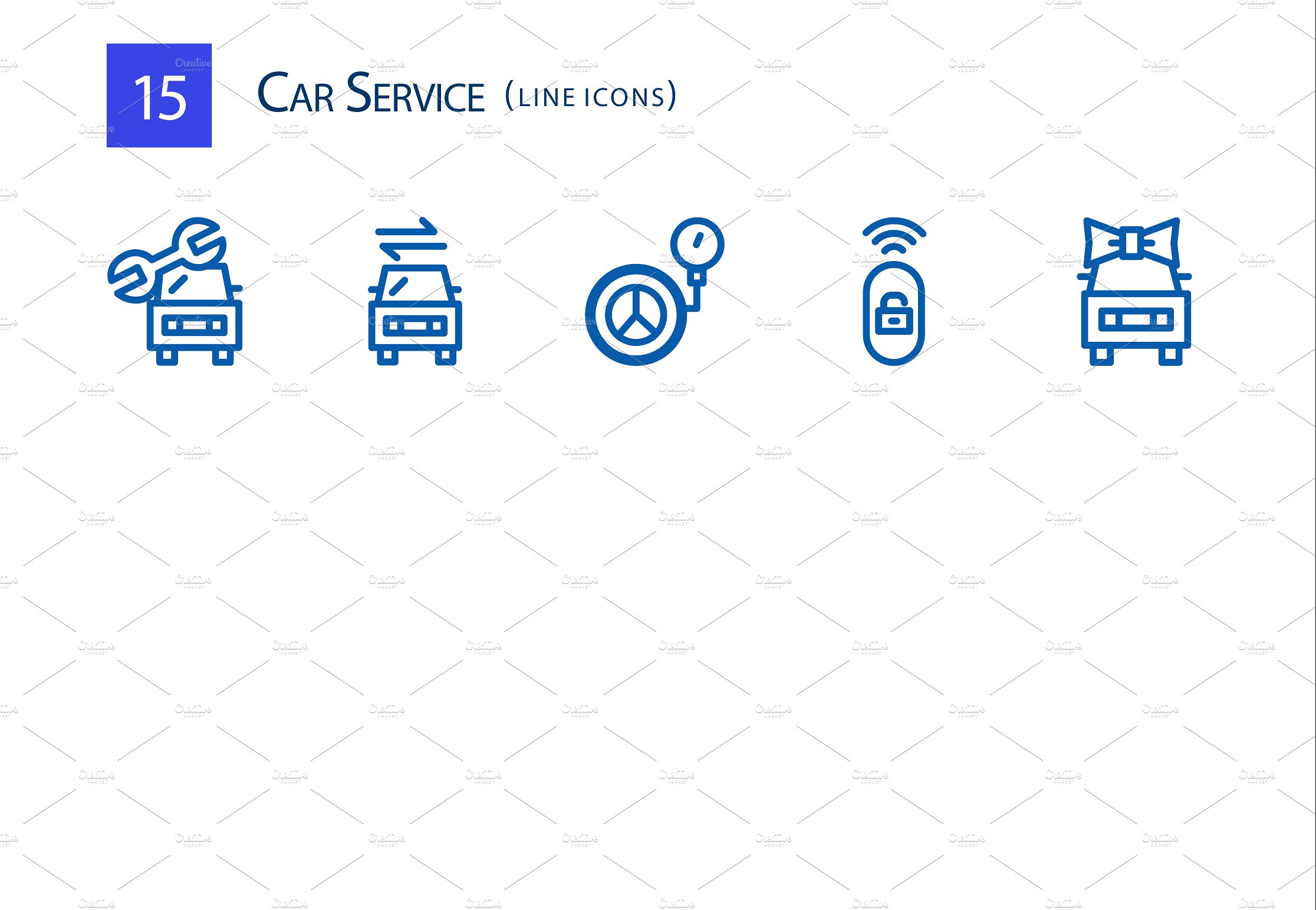 15 Car Service Line icons