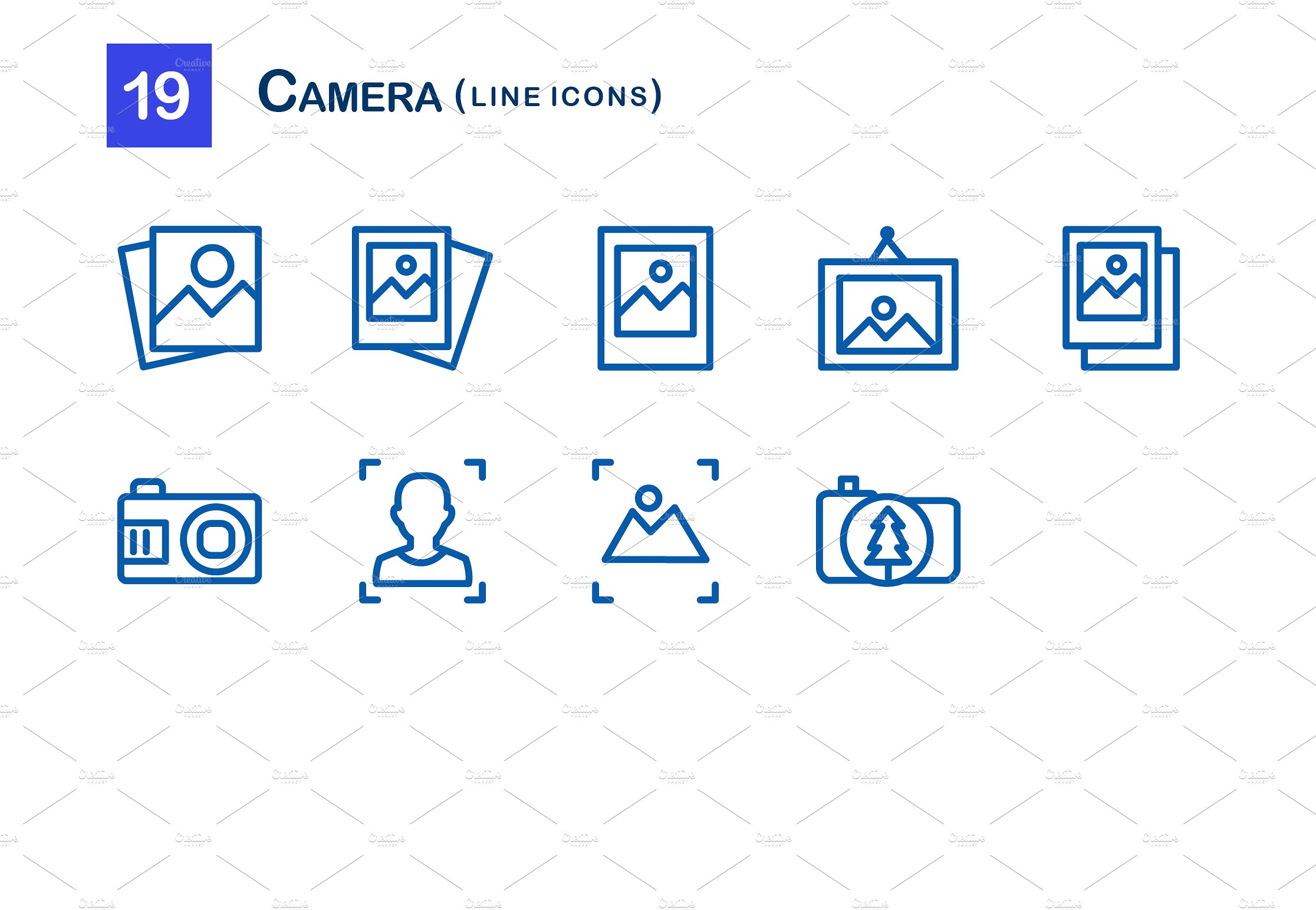 19 Camera Line Icons