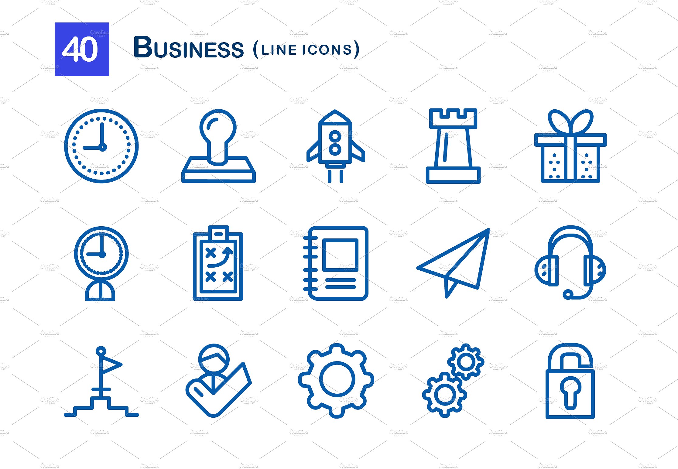 40 Business Line Icons