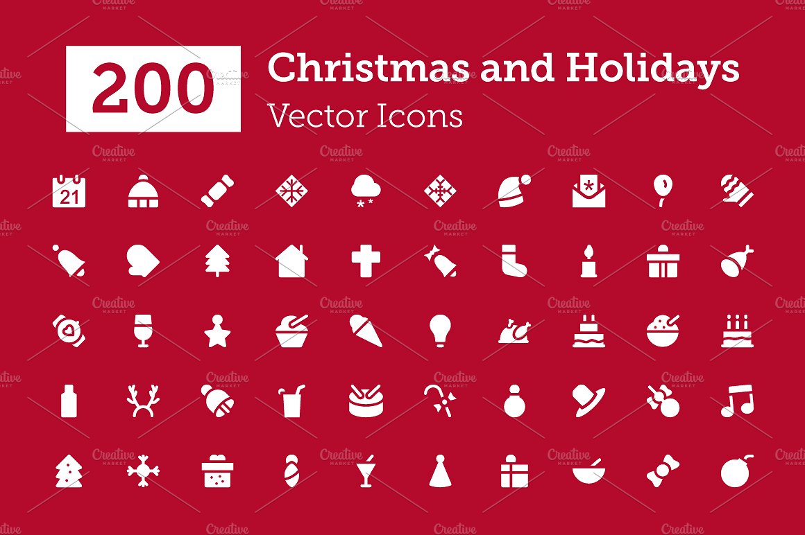 200 Christmas Vector Icons