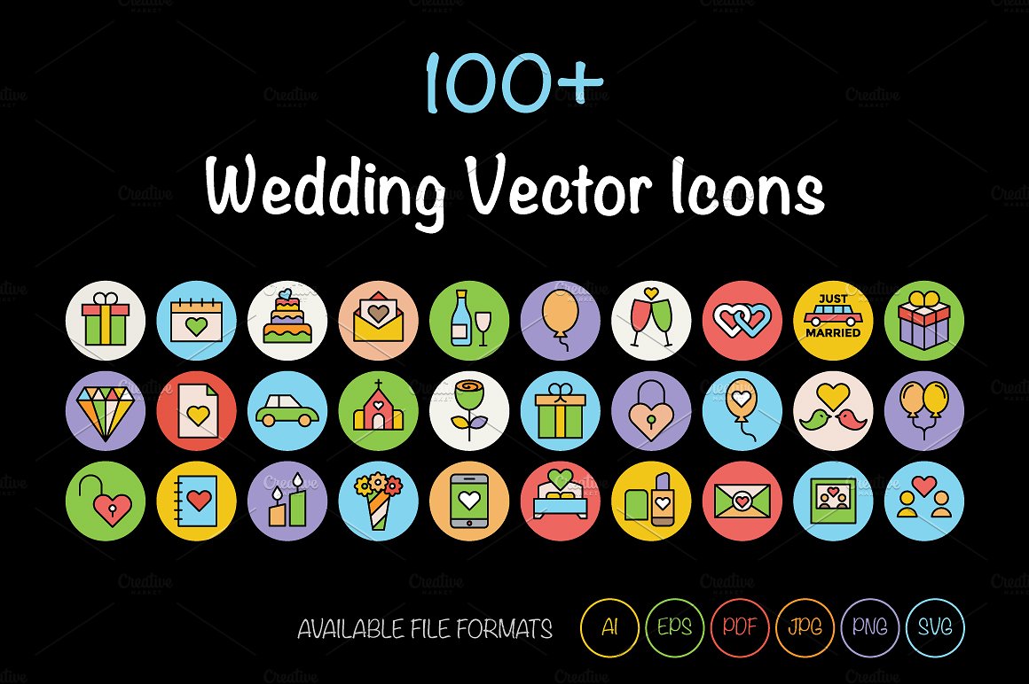 100 Wedding Vector Icons