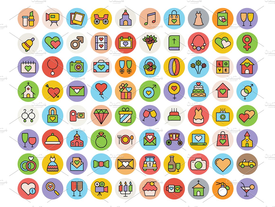 100 Wedding Vector Icons