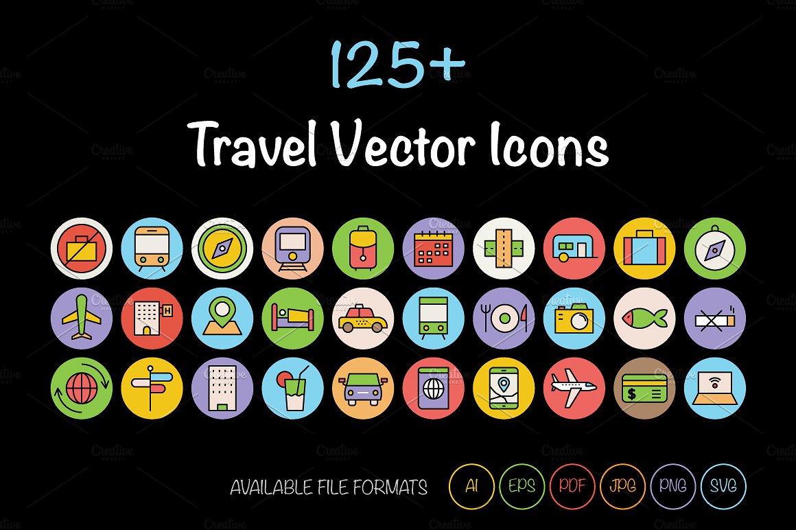 125 Travel Vector Icons