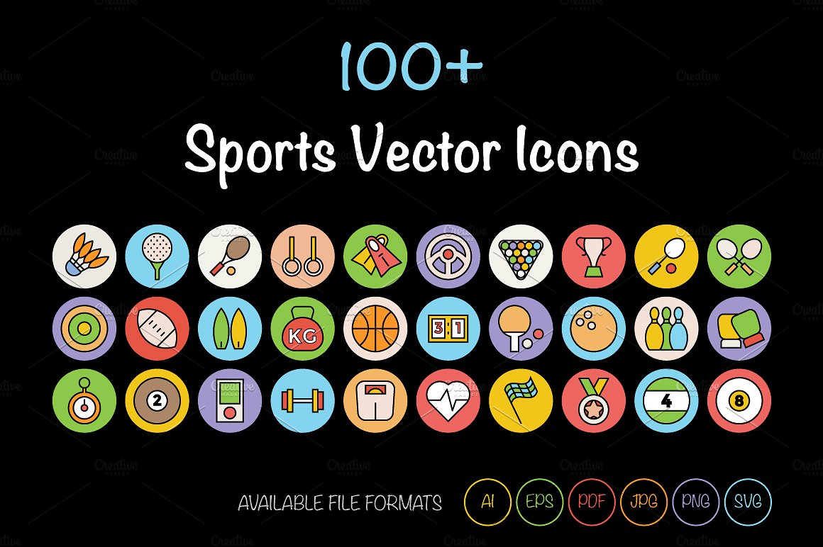 100 Sports Vector Icons