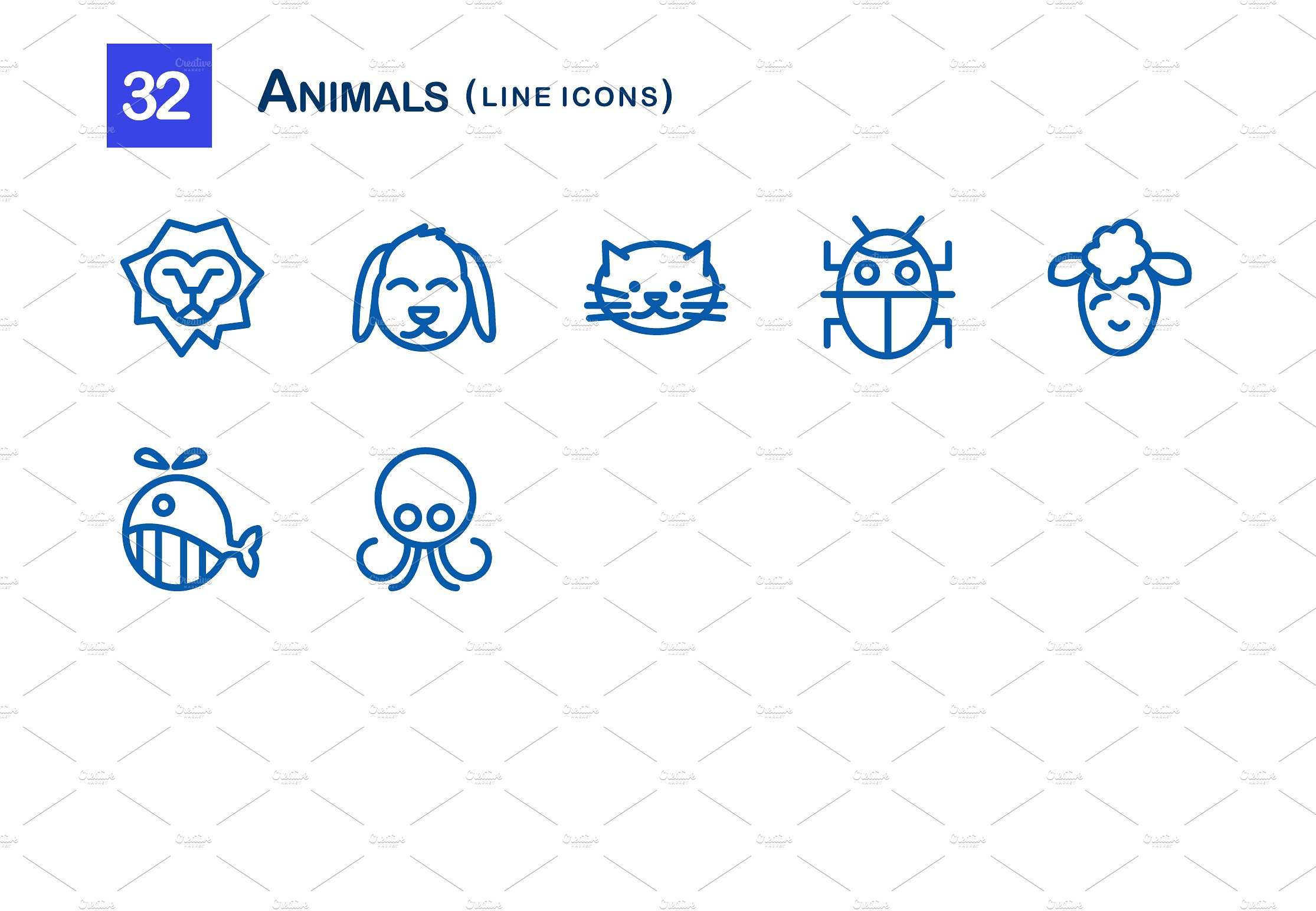 32 Animals Line Icons