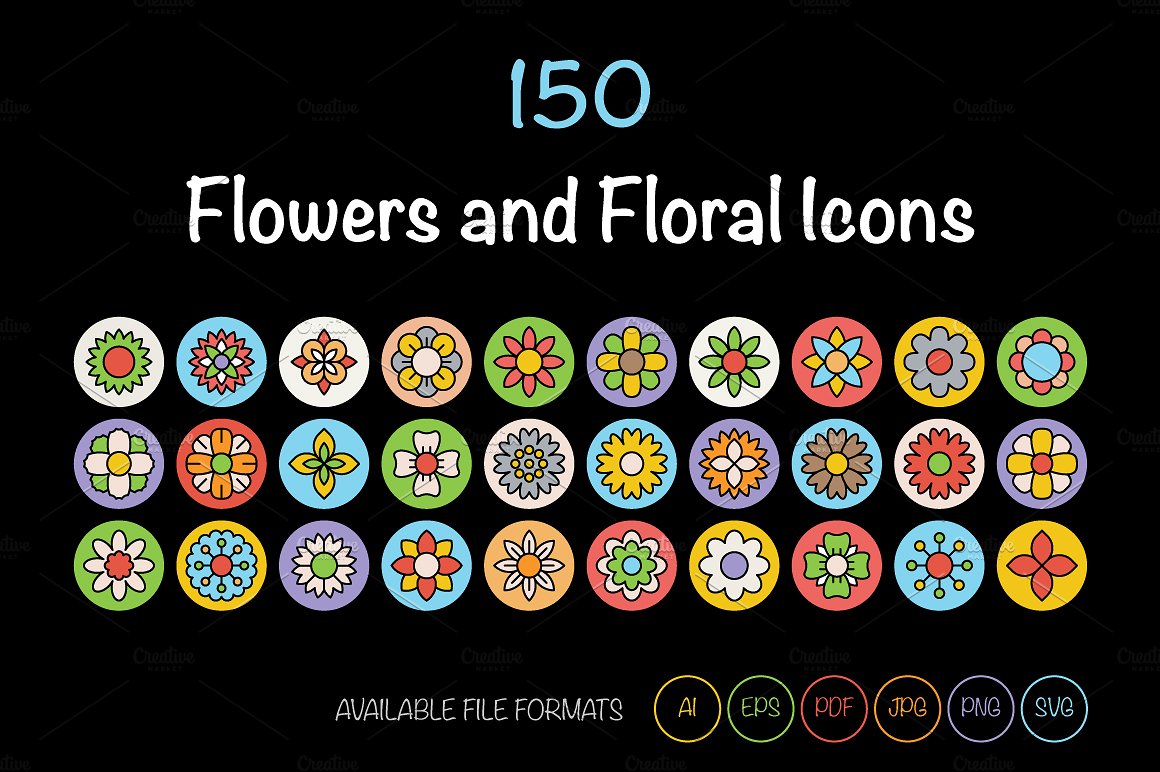 150 Flowers and Floral Vector