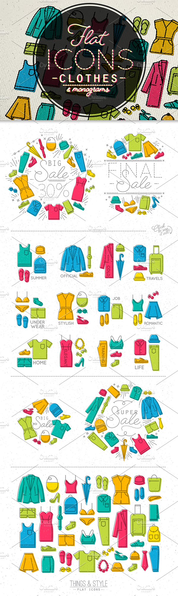 Flat clothes icons