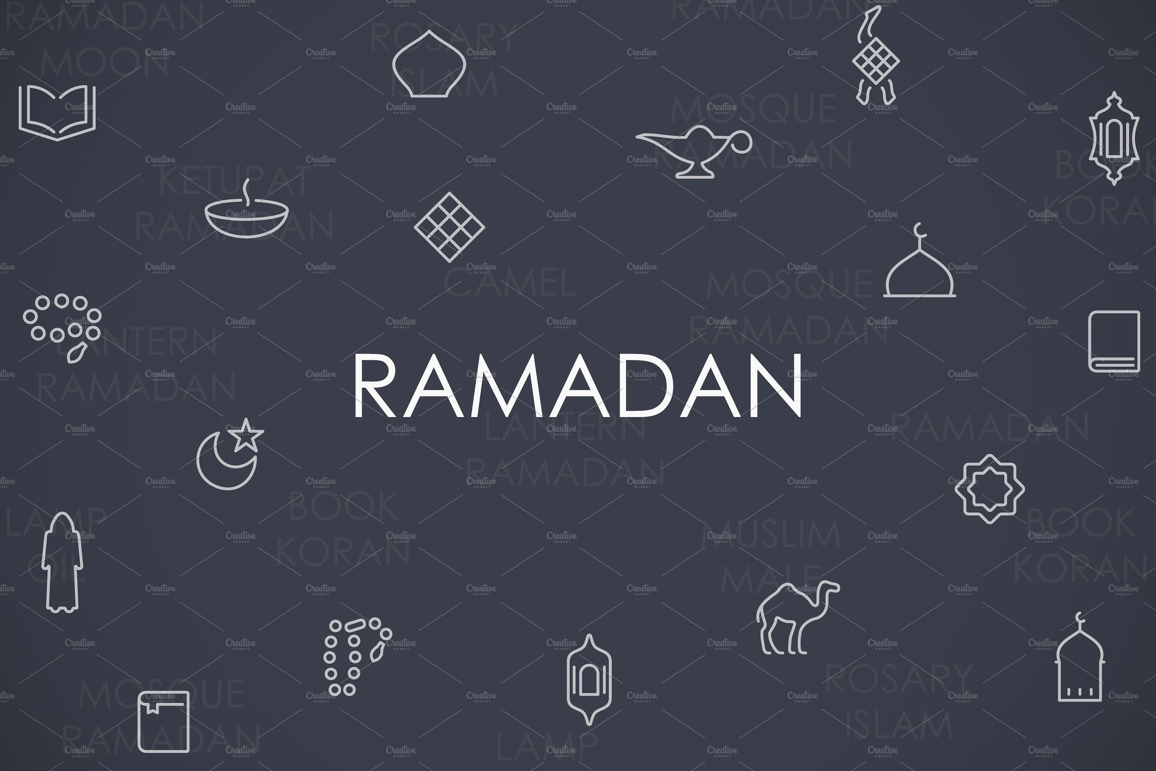 Ramadan thinline icons