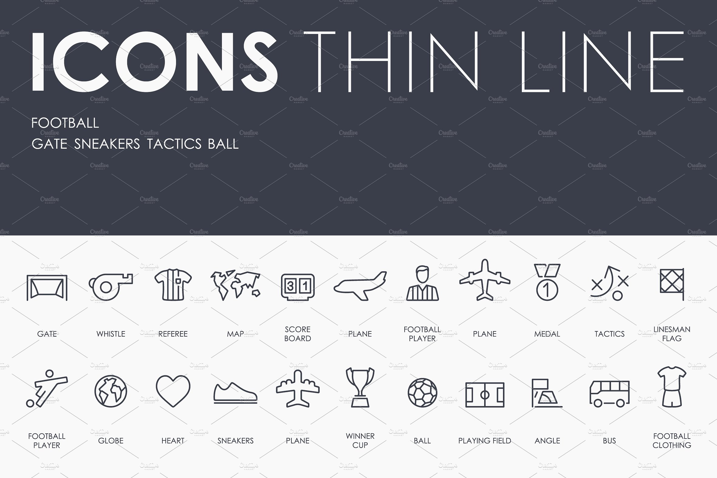 Football thinline icons