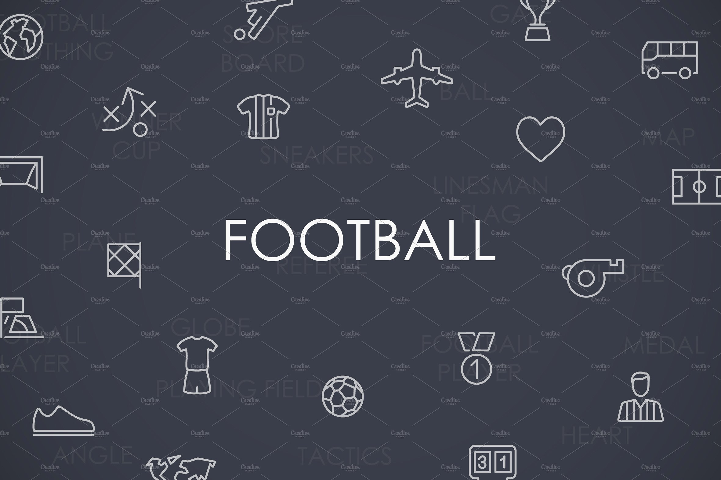 Football thinline icons