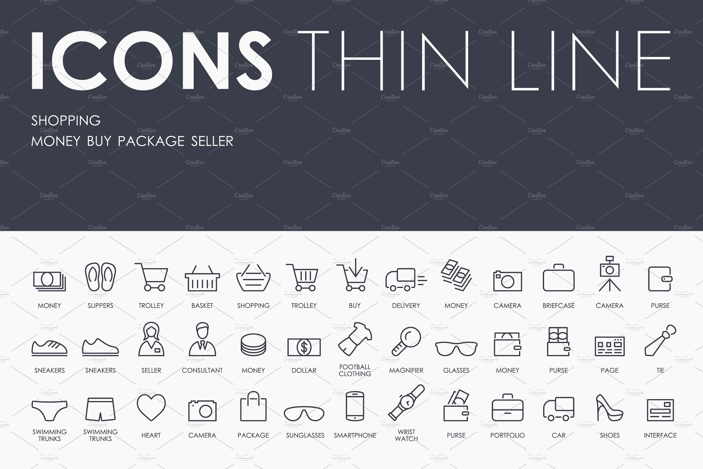 Shopping thinline icons