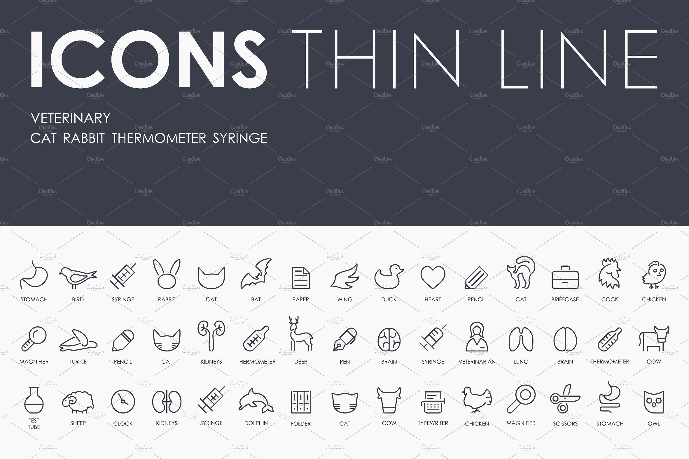 Veterinary thinline icons