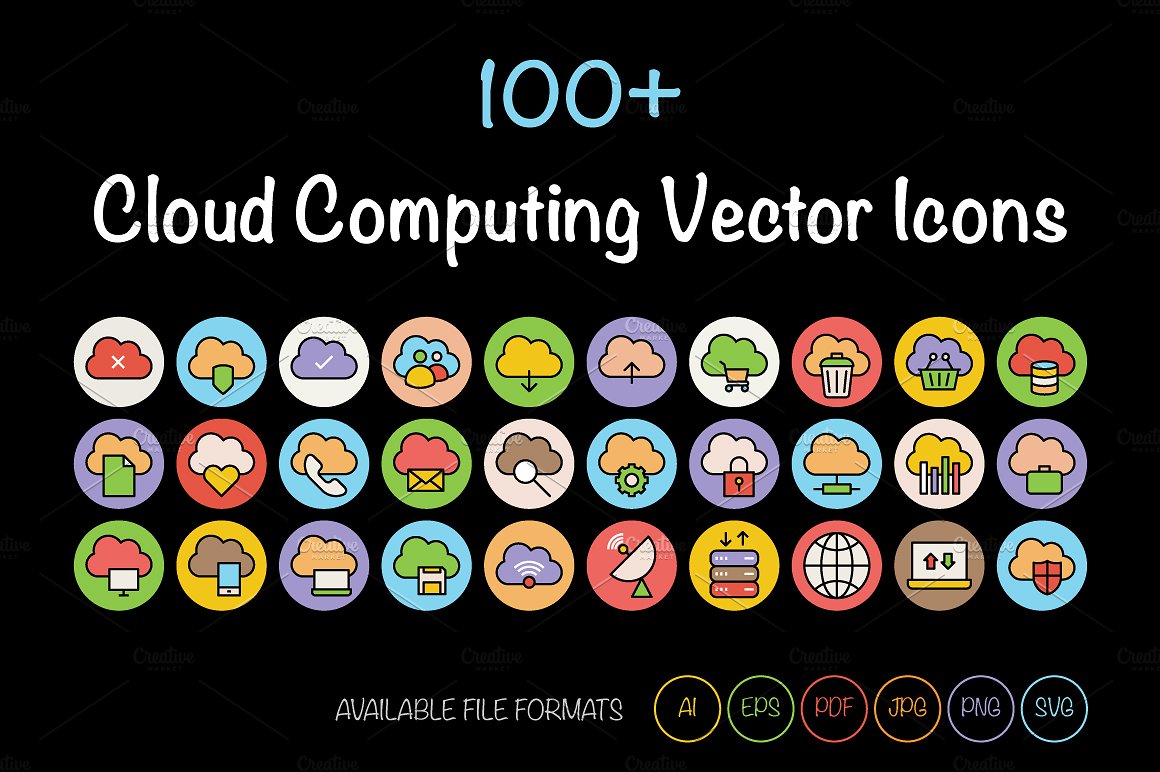 100 Cloud Computing Vector Ic