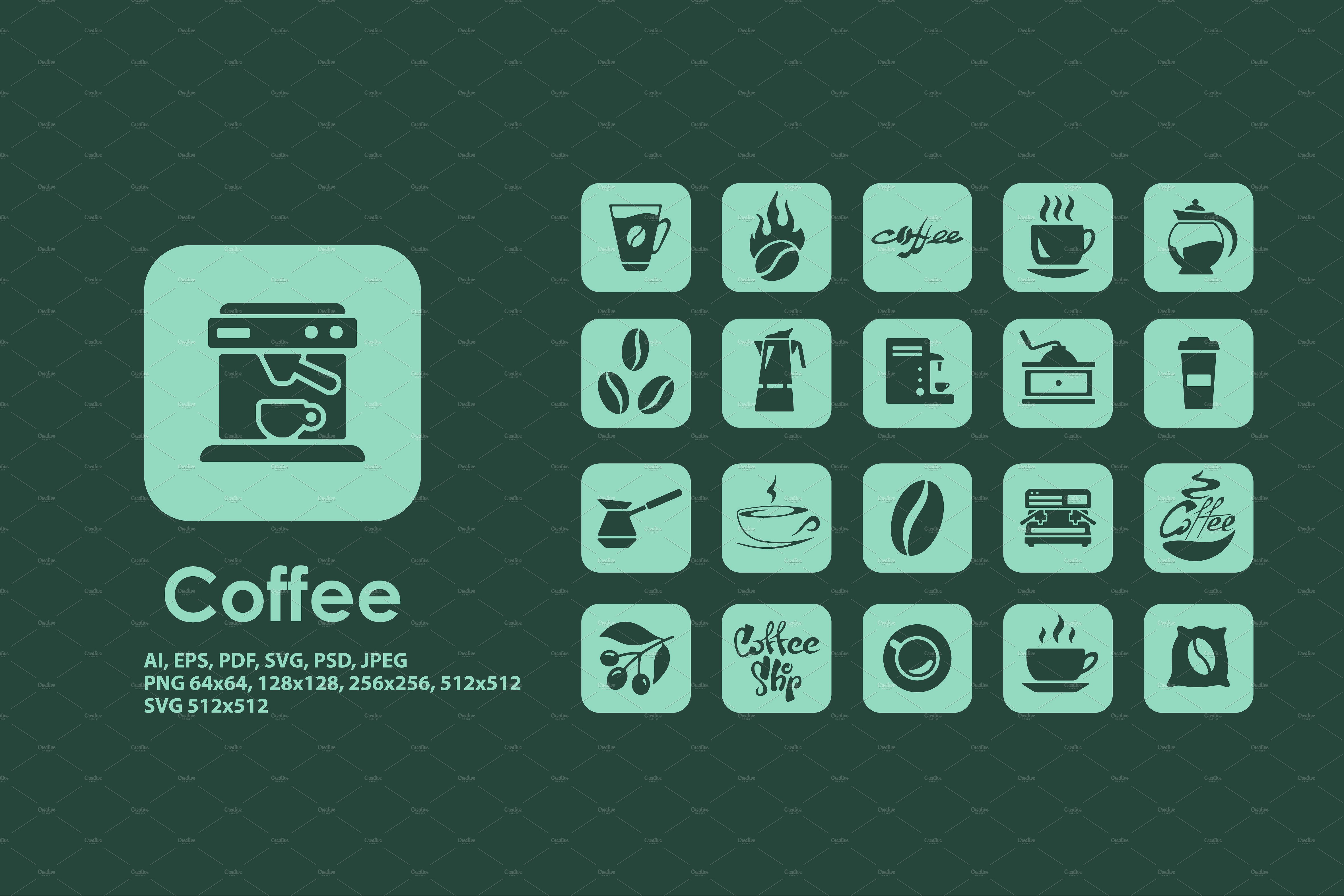 Coffee simple icons