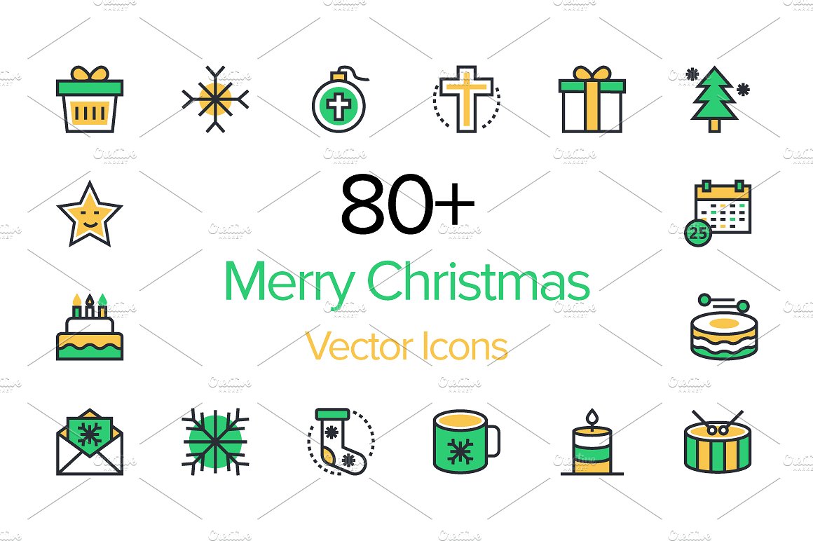 80 Merry Christmas Vector Ico