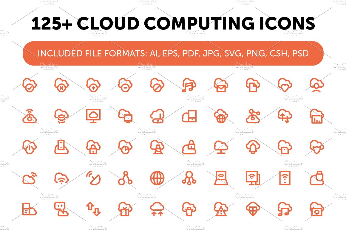 125 Cloud Computing Icons Set