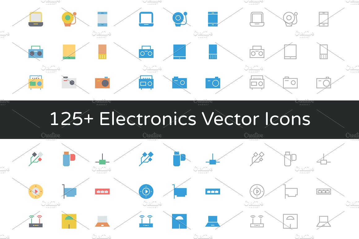 125 Electronics Vector Icons