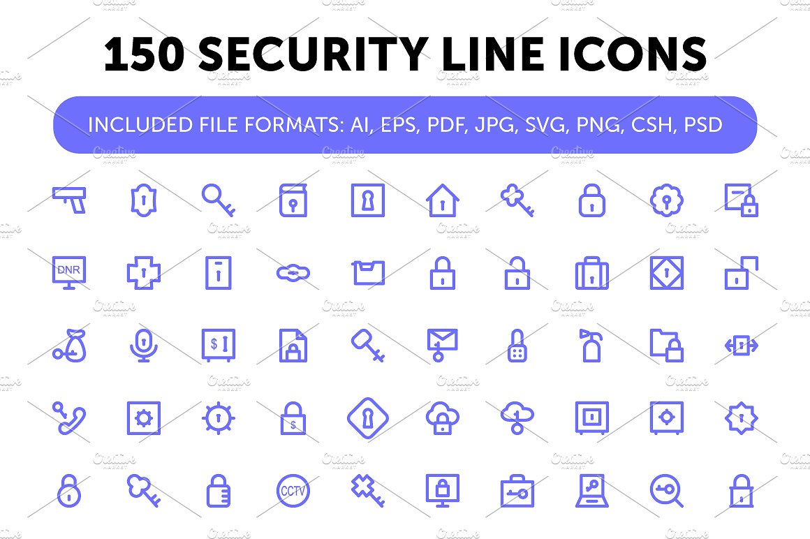 150 Security Line Icons