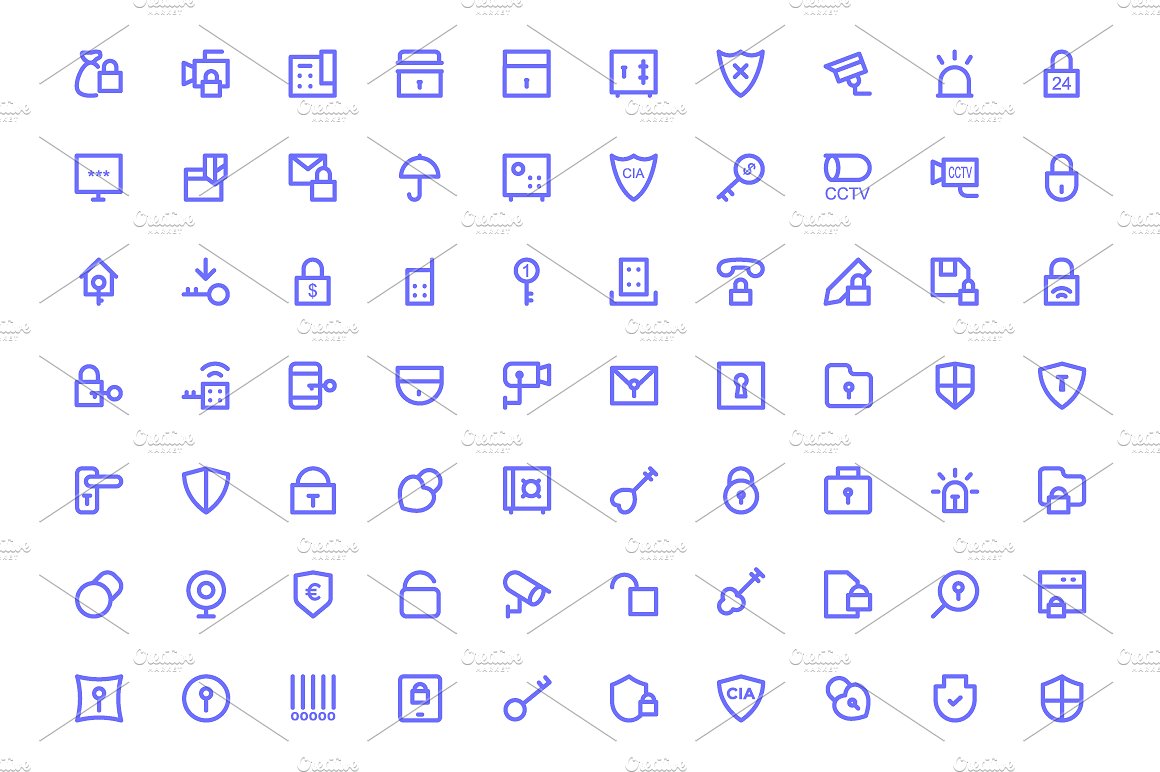 150 Security Line Icons